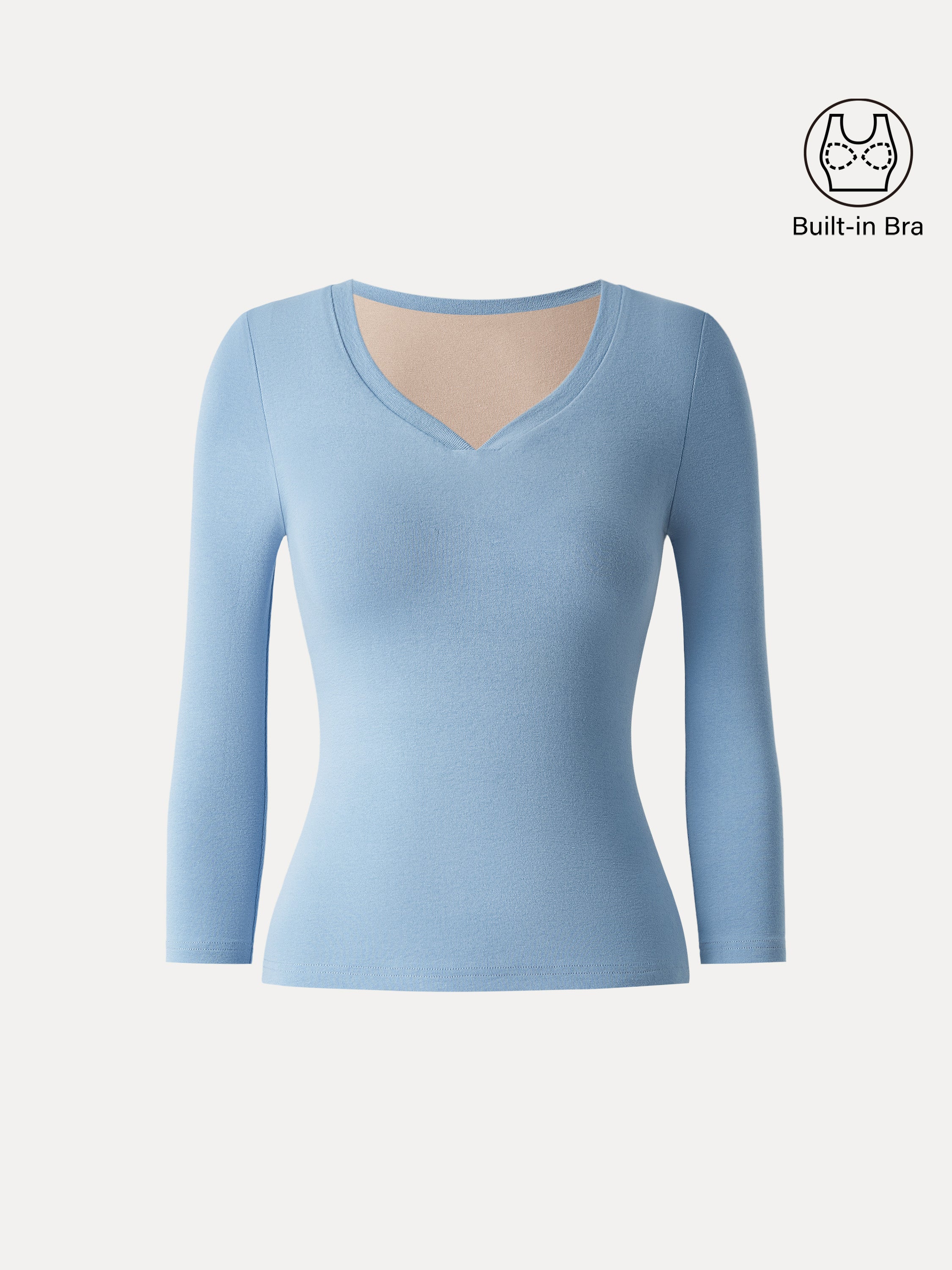 Cotton Lyocell Heart-Shaped 3/4 Sleeve Brami