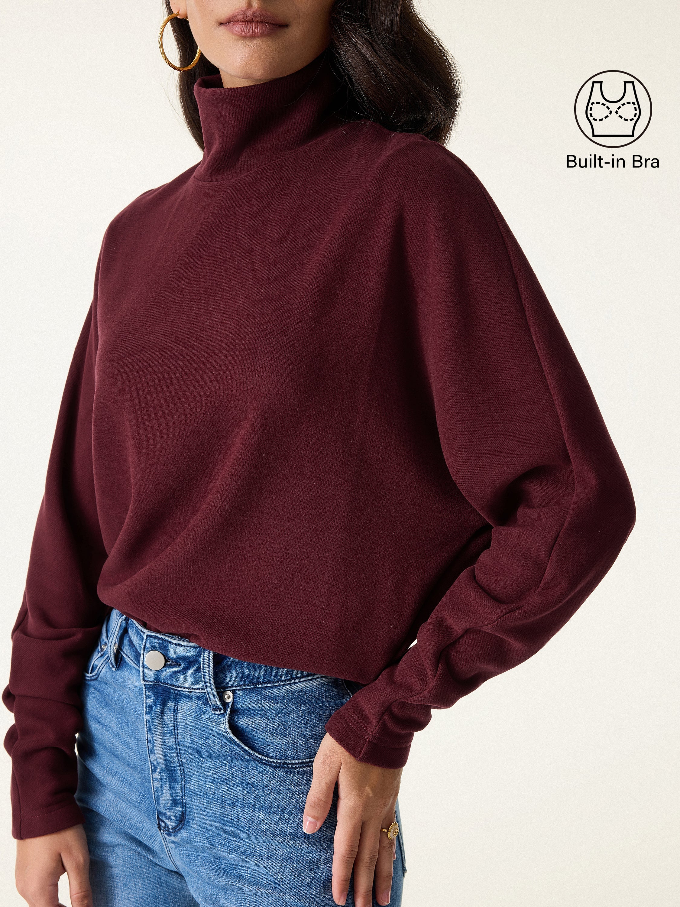 Cozy Warm Turtleneck Batwing Sleeve Brami