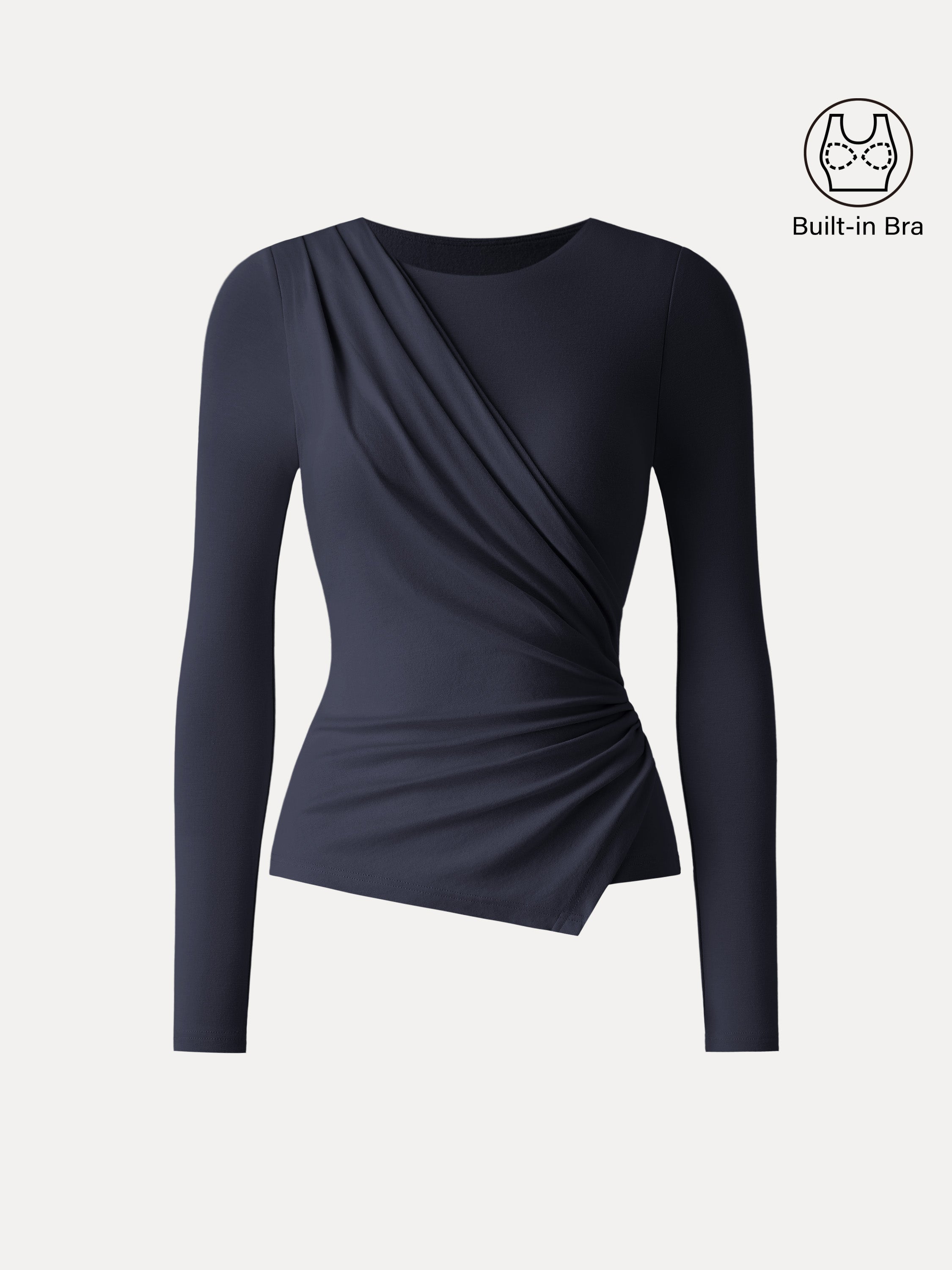 Asymmetrical Angled Hem Long Sleeve Brami