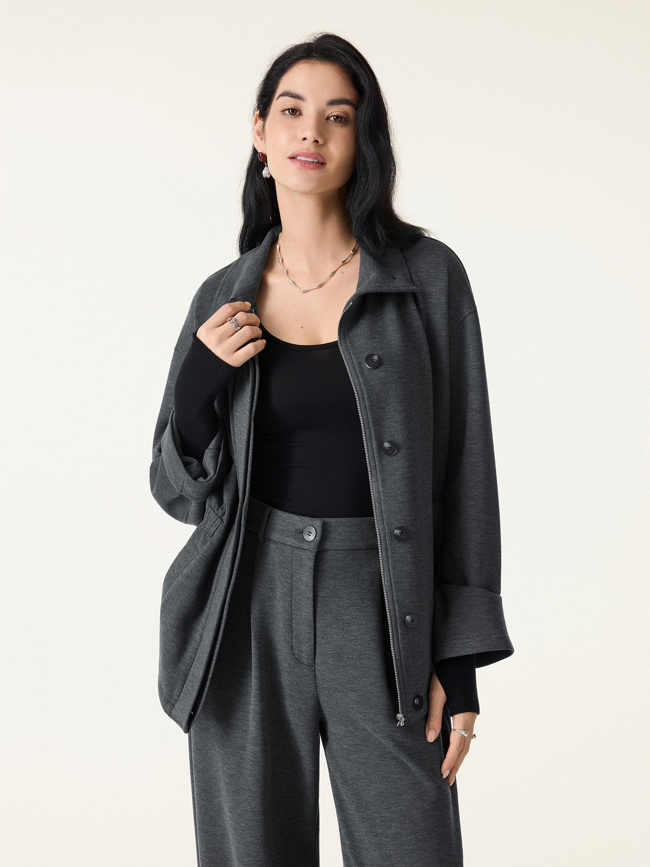 Windproof Cozy Warm Stand Collard Cinched Waist Jackets