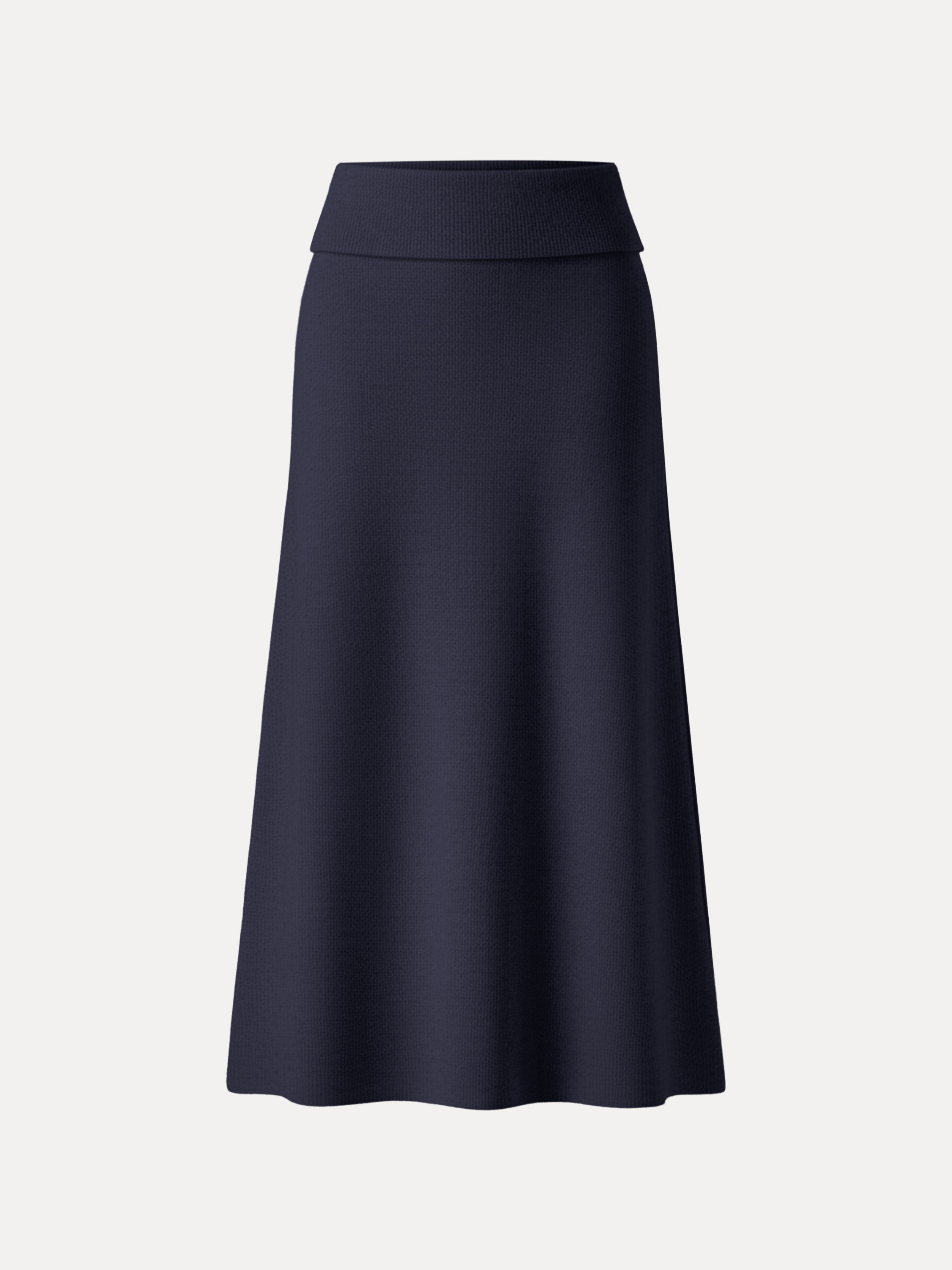 Cozy Ribbed Fold-Down Waistband A-line Maxi Skirt