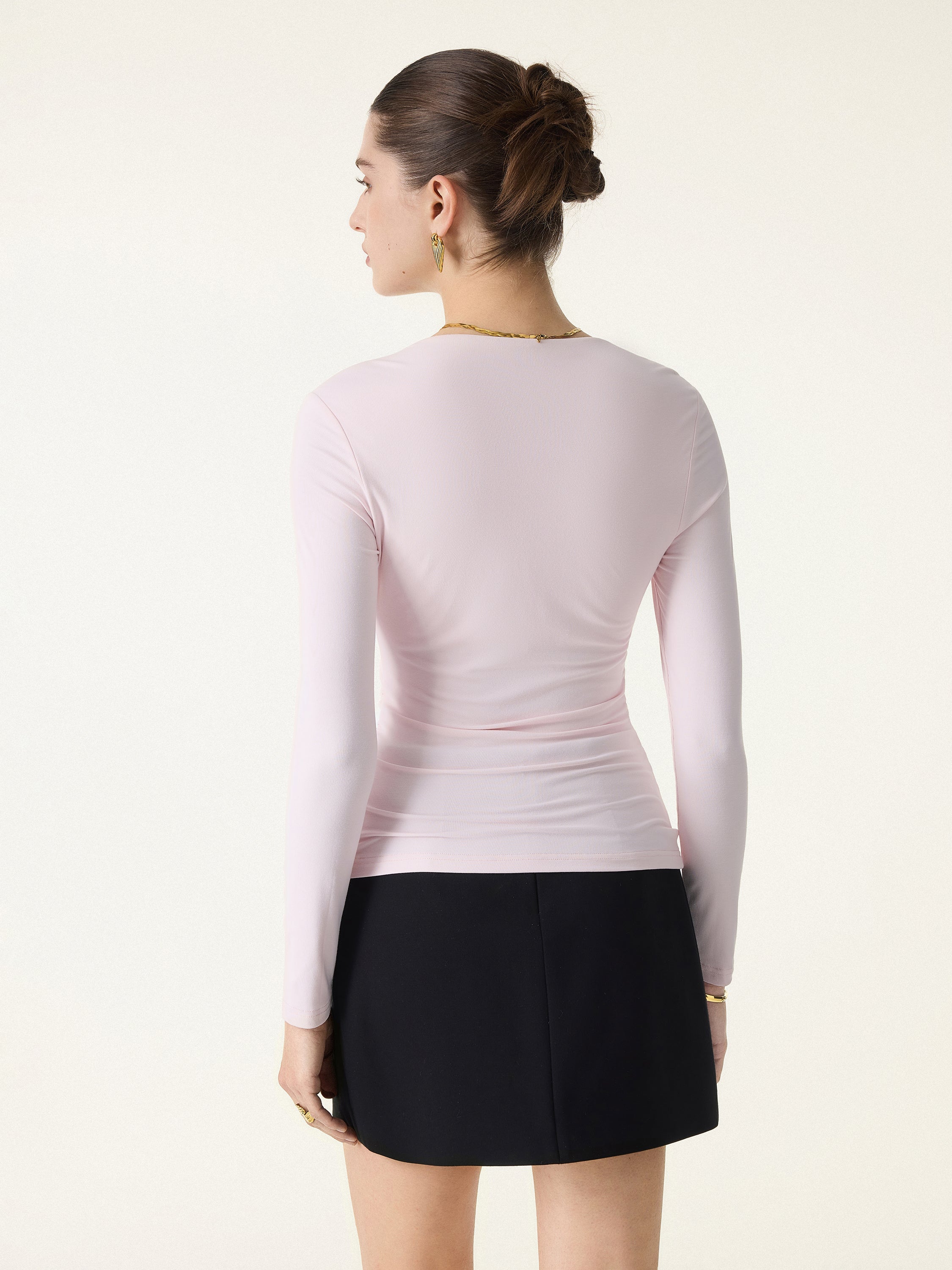SkinKiss Trapeze Neck Ruched Long Sleeve Brami