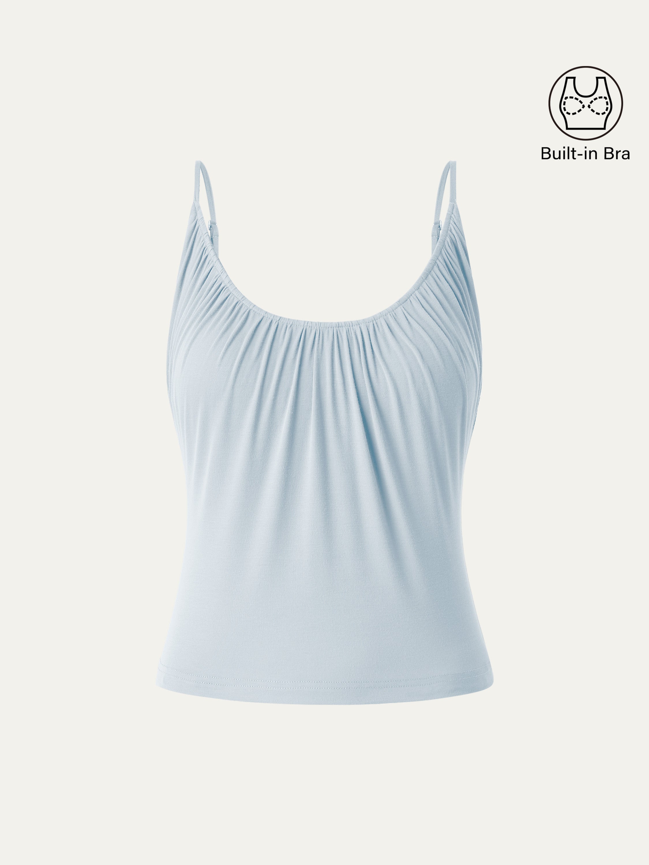 Scoop Neck Gathered Spaghetti Brami Top