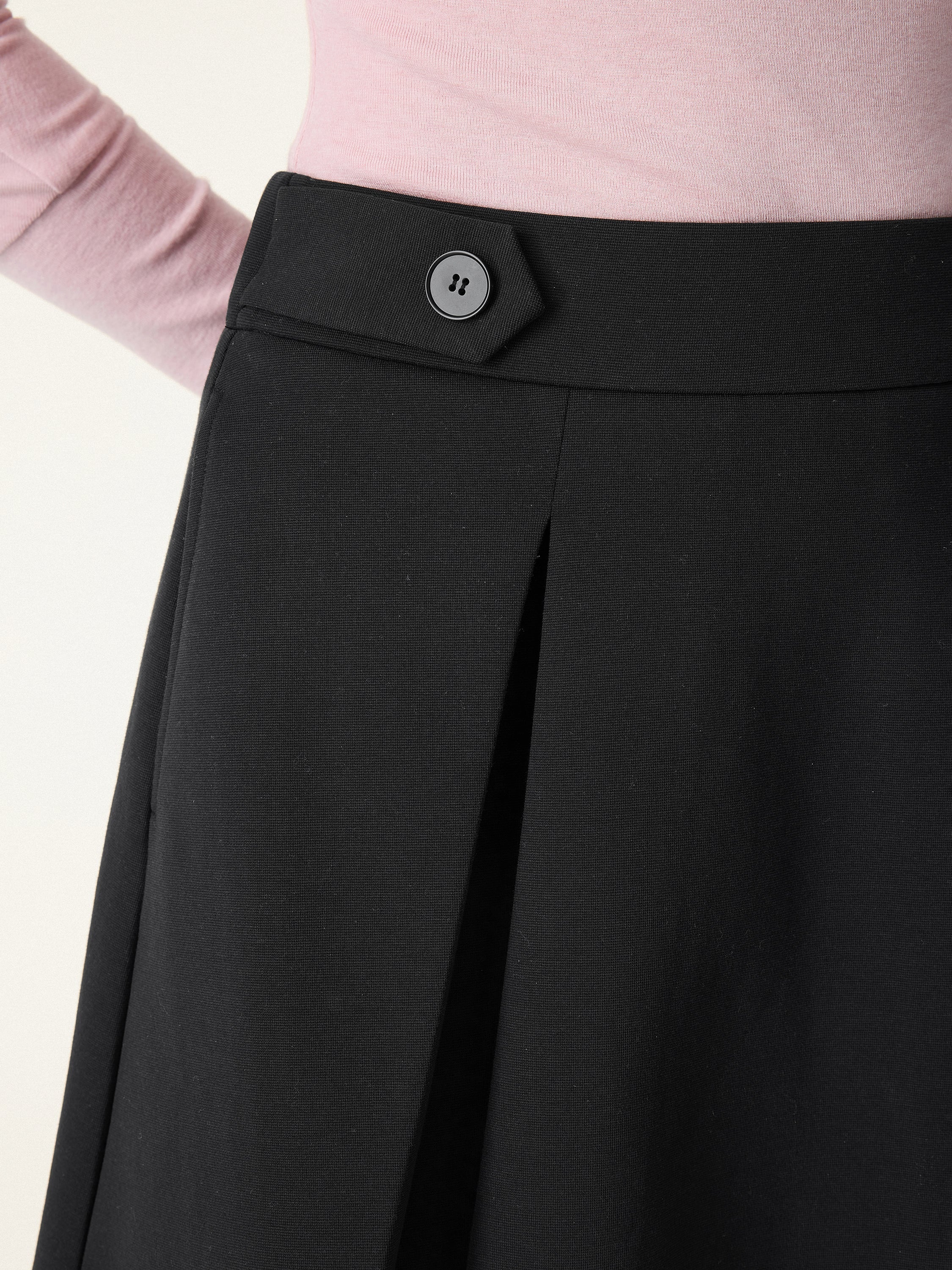 Stretch Cotton Blend Pleated Skort with Built-in Shorts