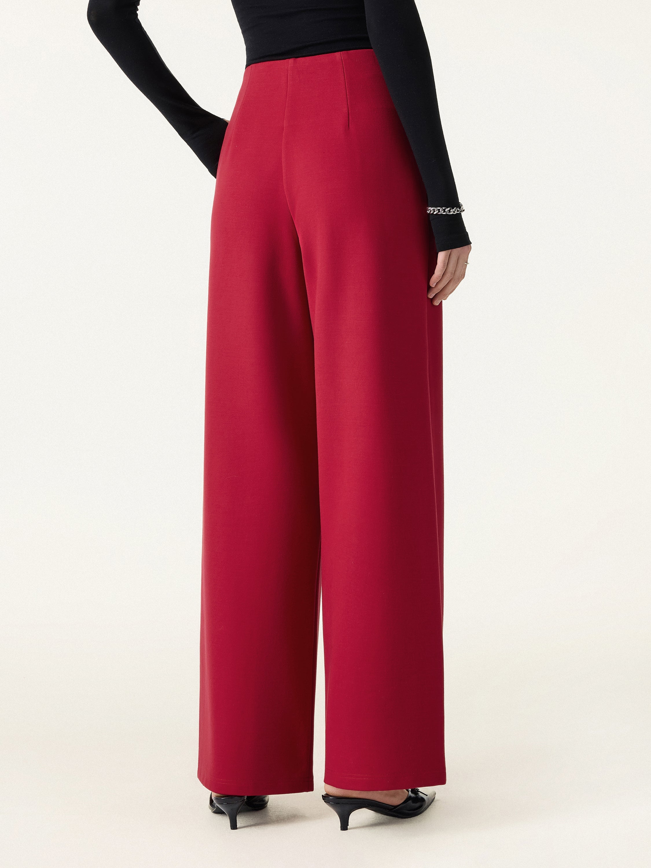 Statement Frog Button High Rise Wide Leg Pants with Pockets Limited Edition