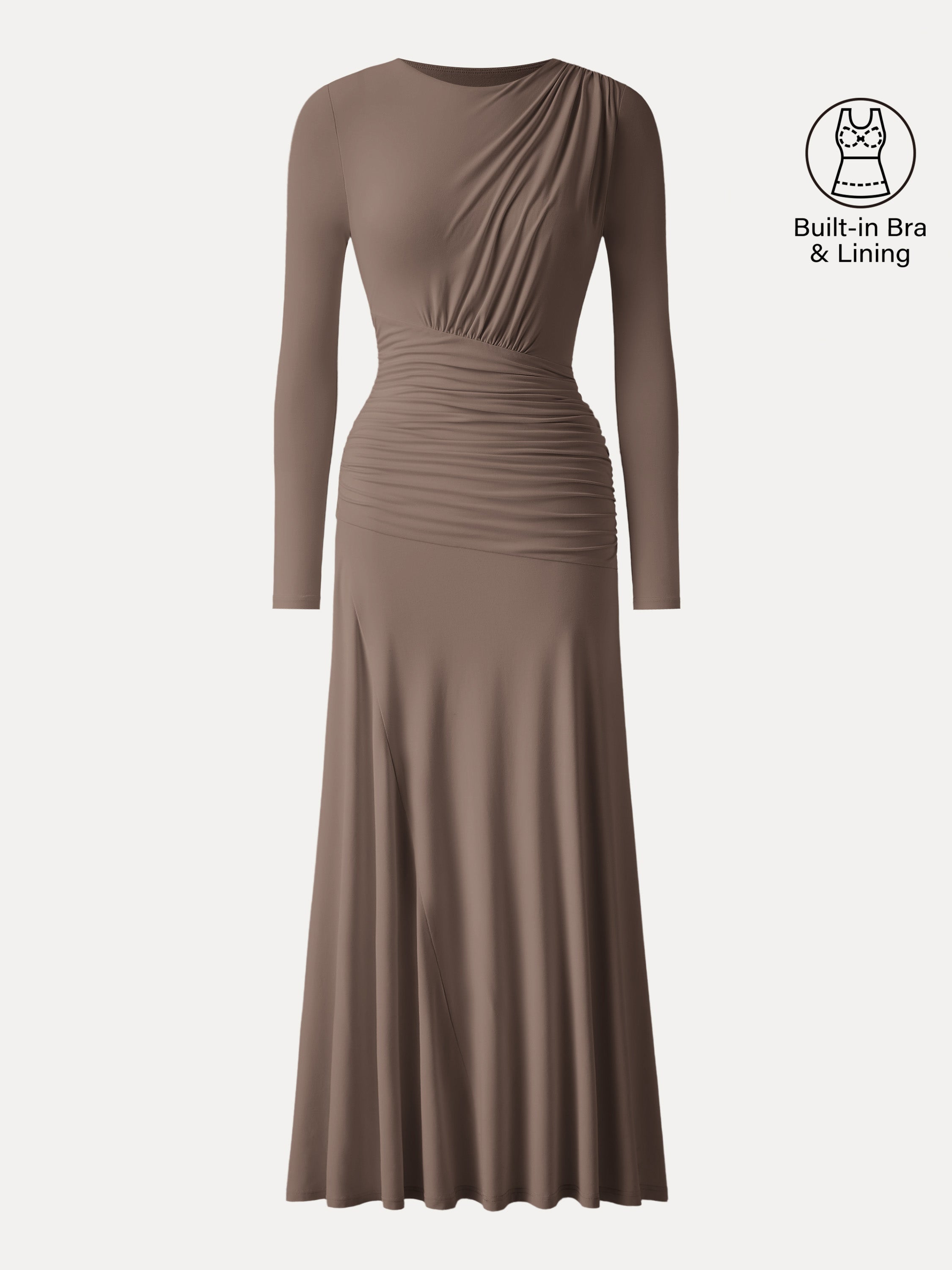 SkinKiss Boatneck Angled Ruched Maxi Brami Dress