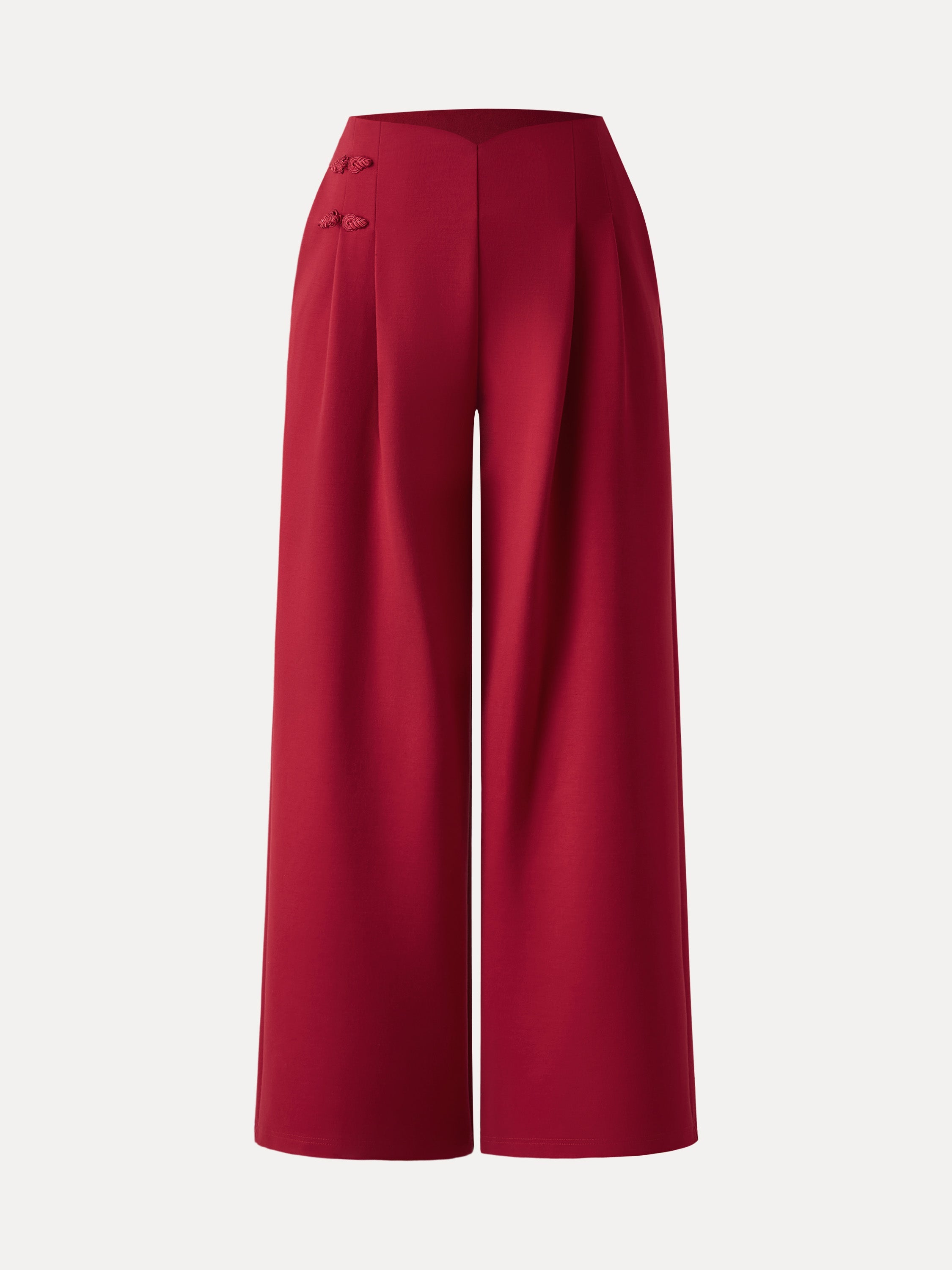 Statement Frog Button High Rise Wide Leg Pants with Pockets Limited Edition