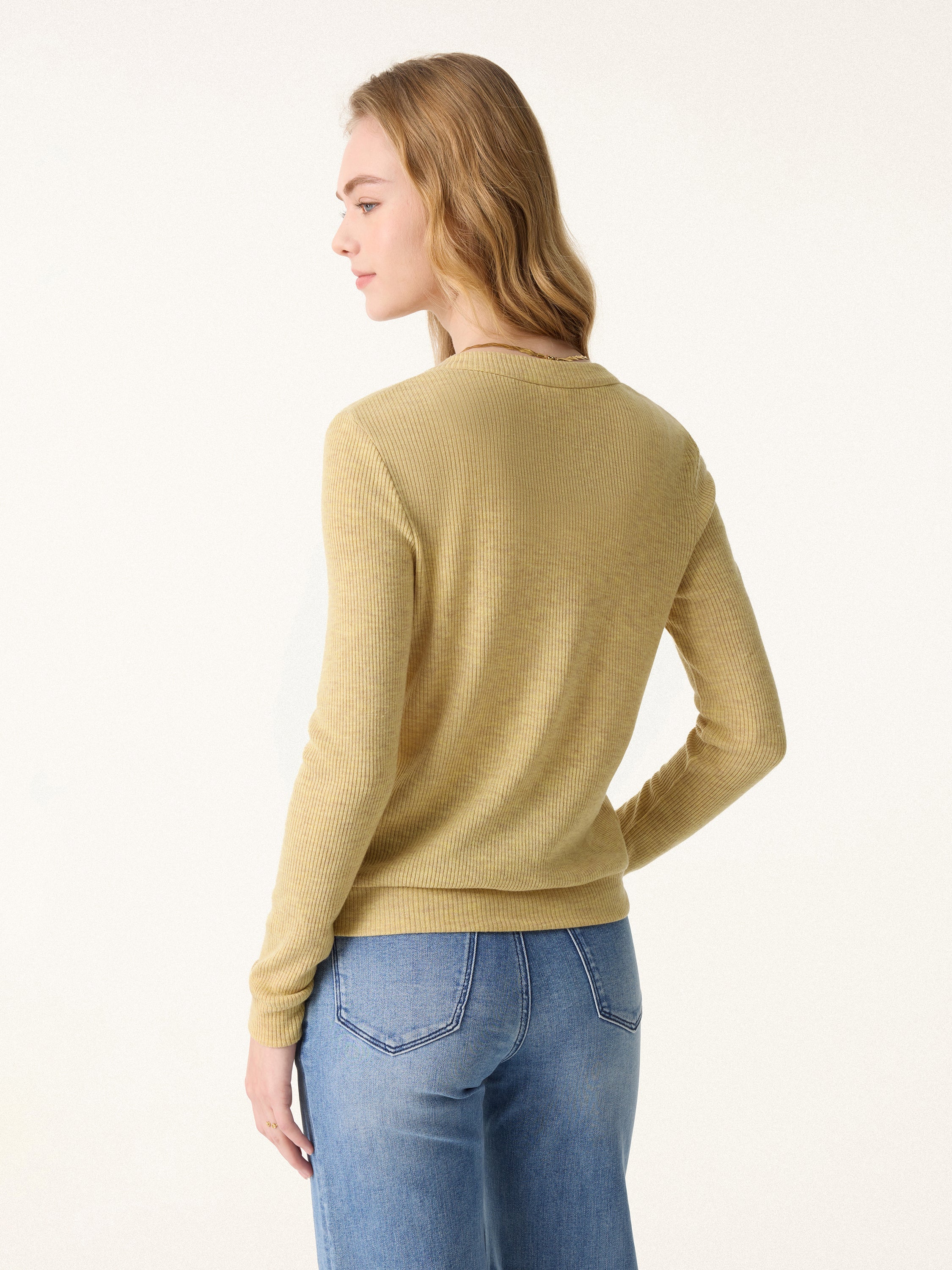 Relaxed Fit Round Neck Button Front Cardigan