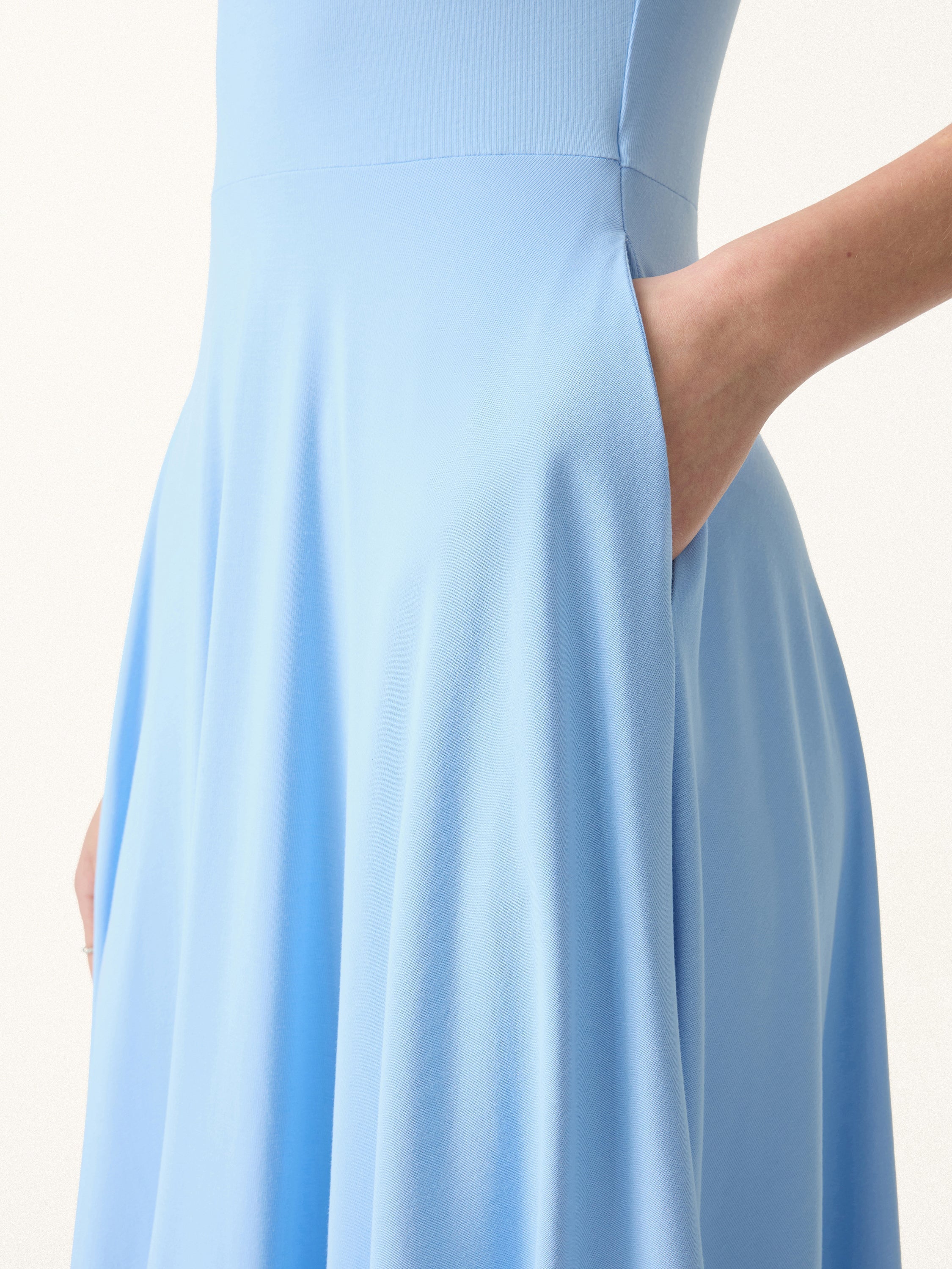 SkinKiss Boatneck Wide Shoulder Brami Dress with Pockets