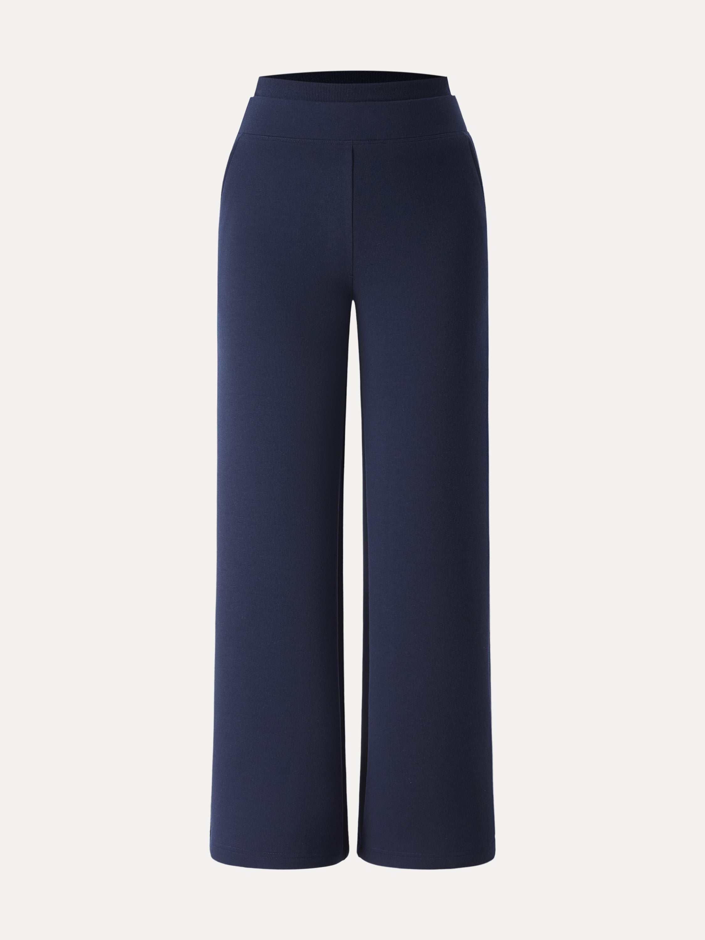 Double Waistband Straight Leg Pants with Pockets