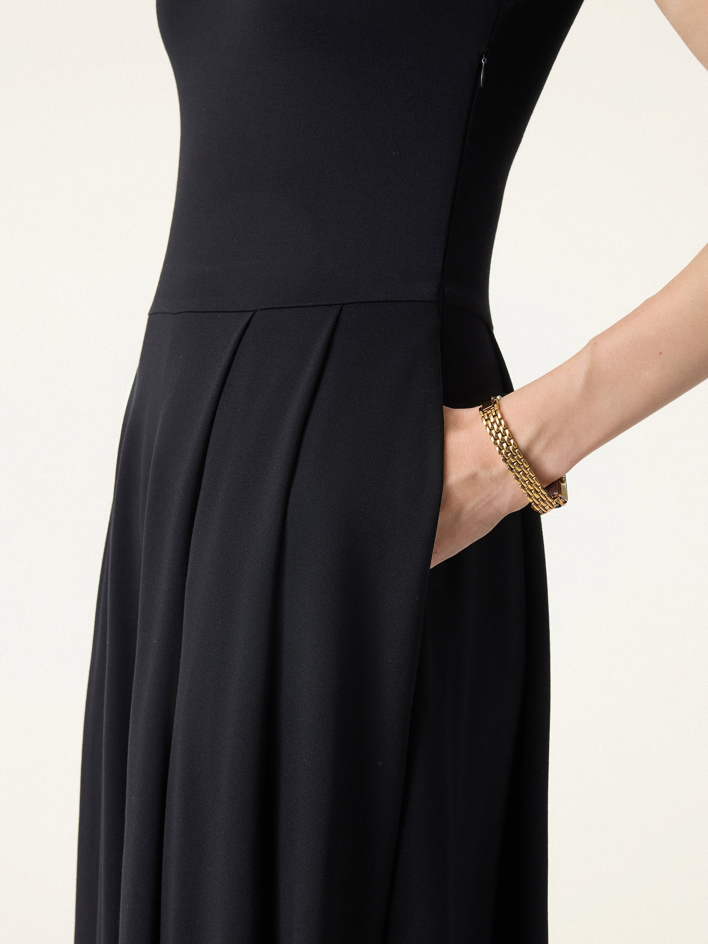 Balletic Scoop Neck Midi Brami Dress with Pockets