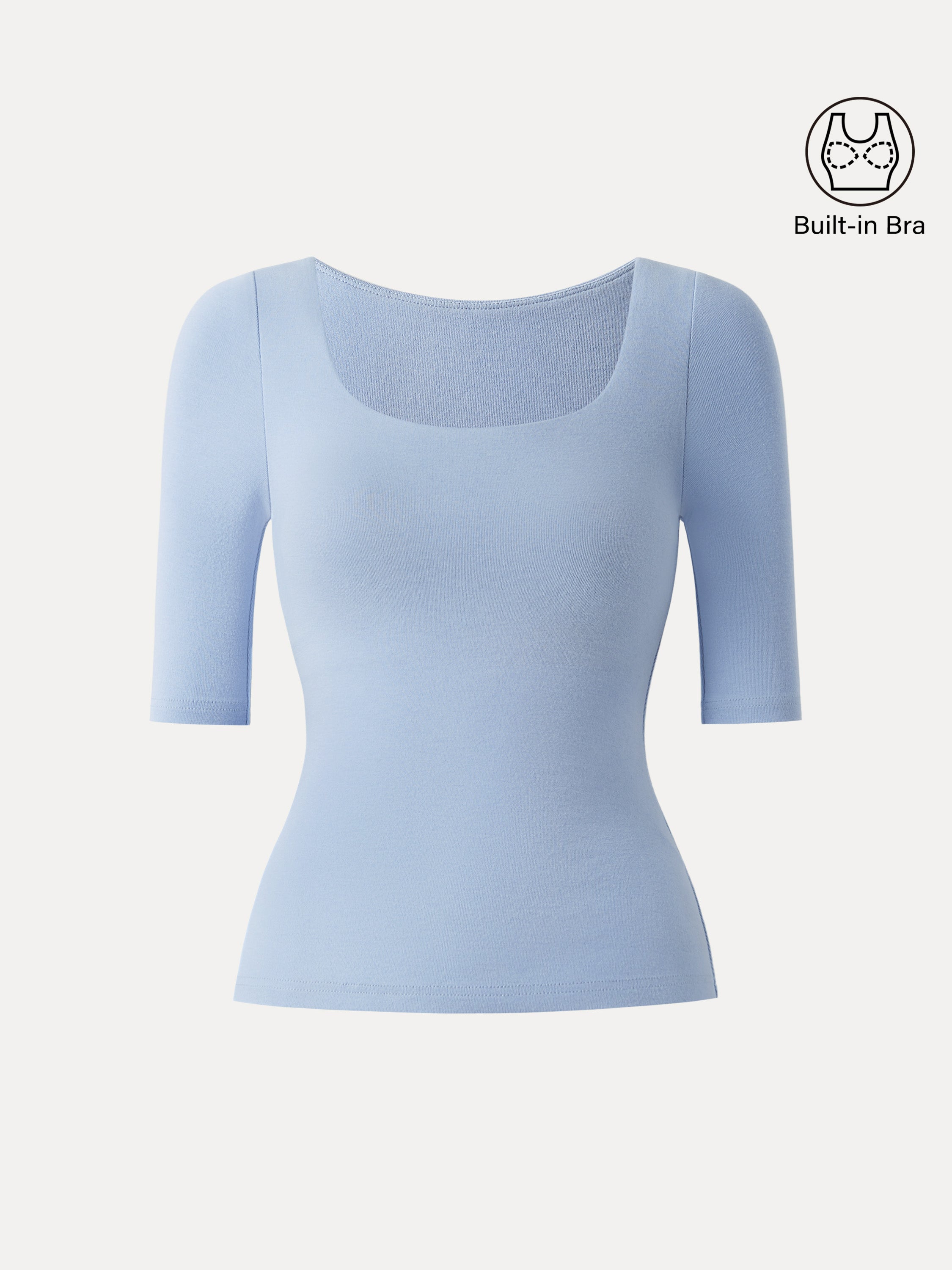 Essential Square Neck Elbow Length Sleeve Brami