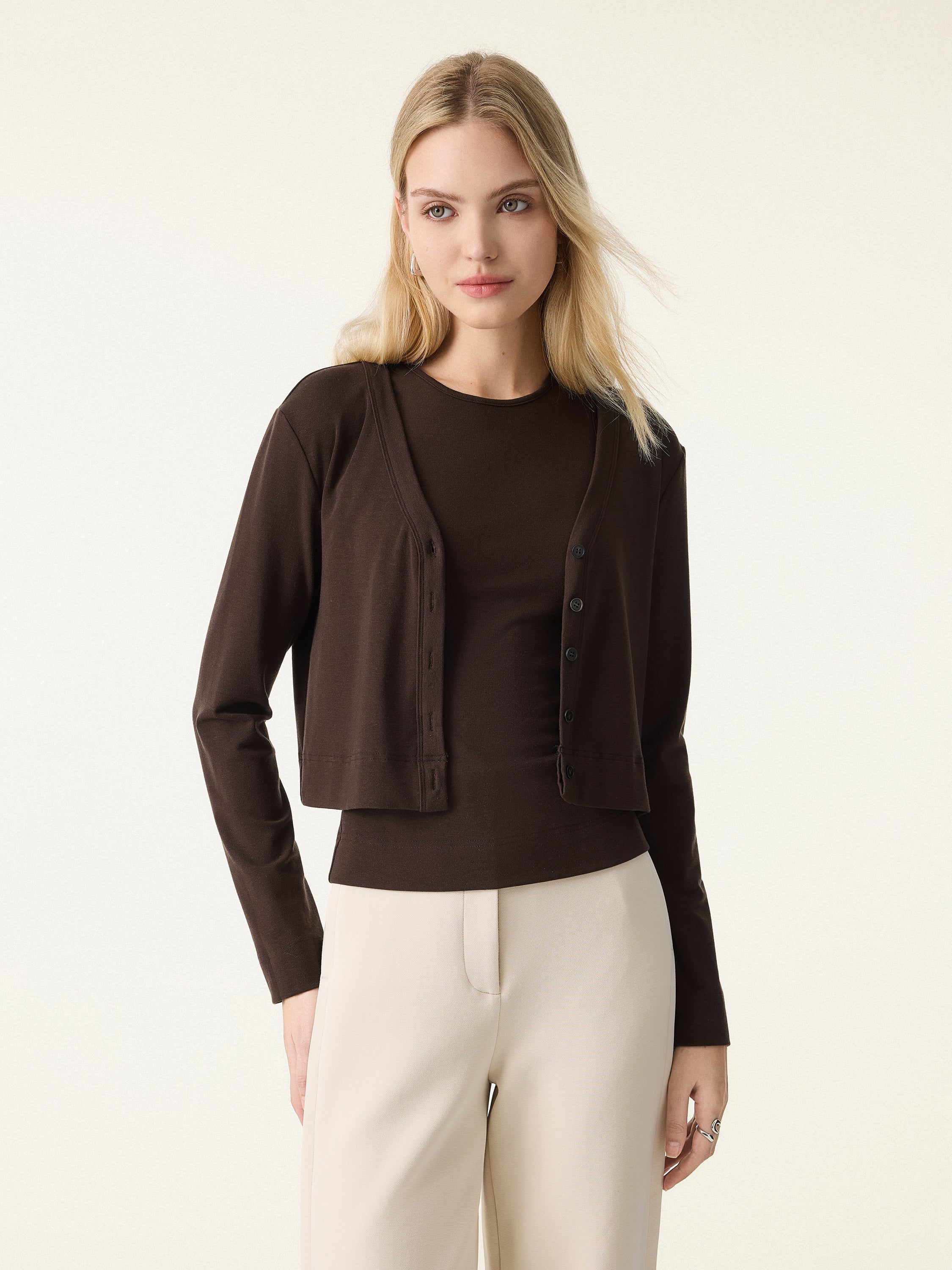 Non-Itch Lyocell Wool Relaxed Cardigan