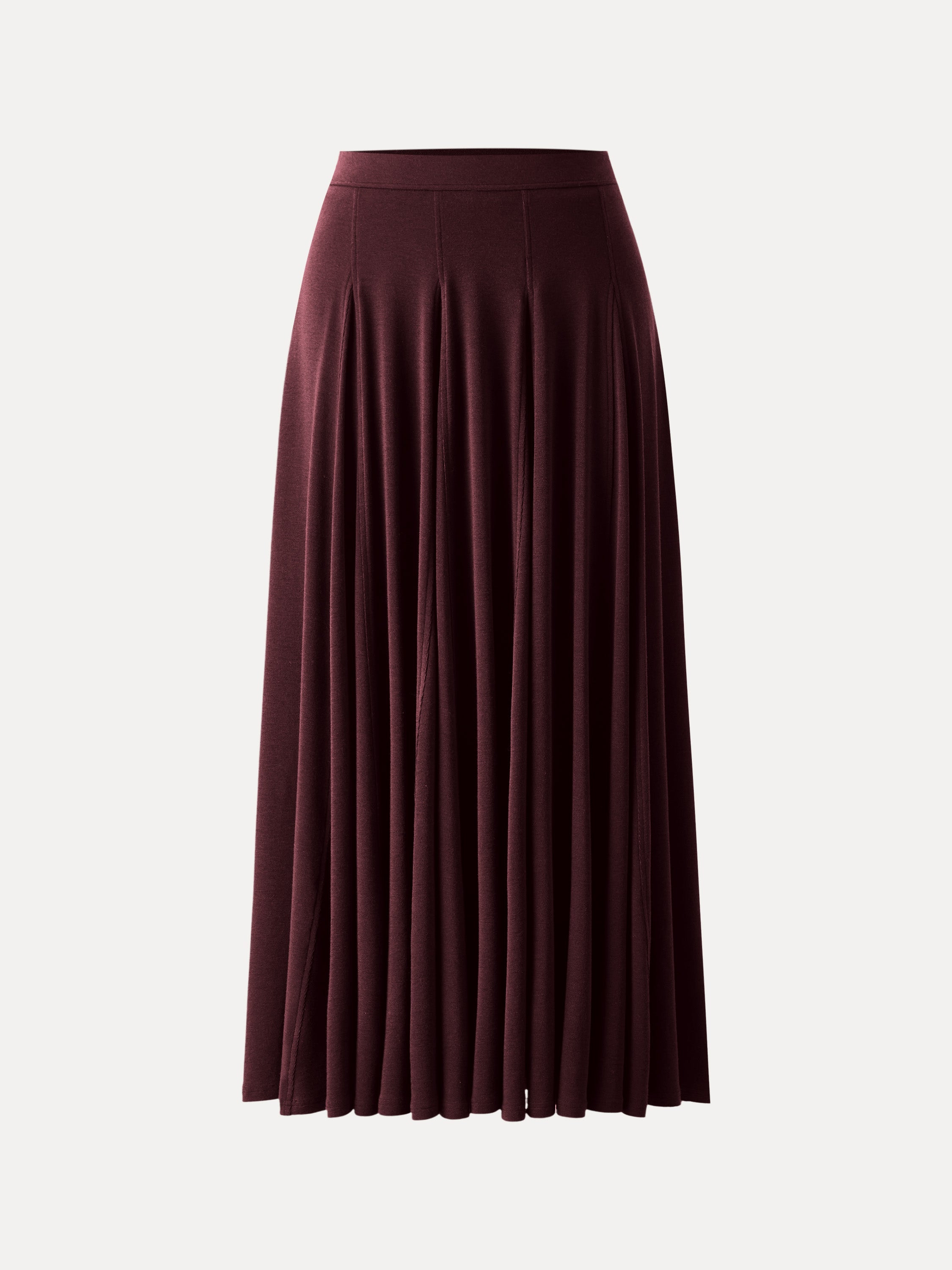 Lyocell Wool Godet Hem Pull-on Maxi Skirt