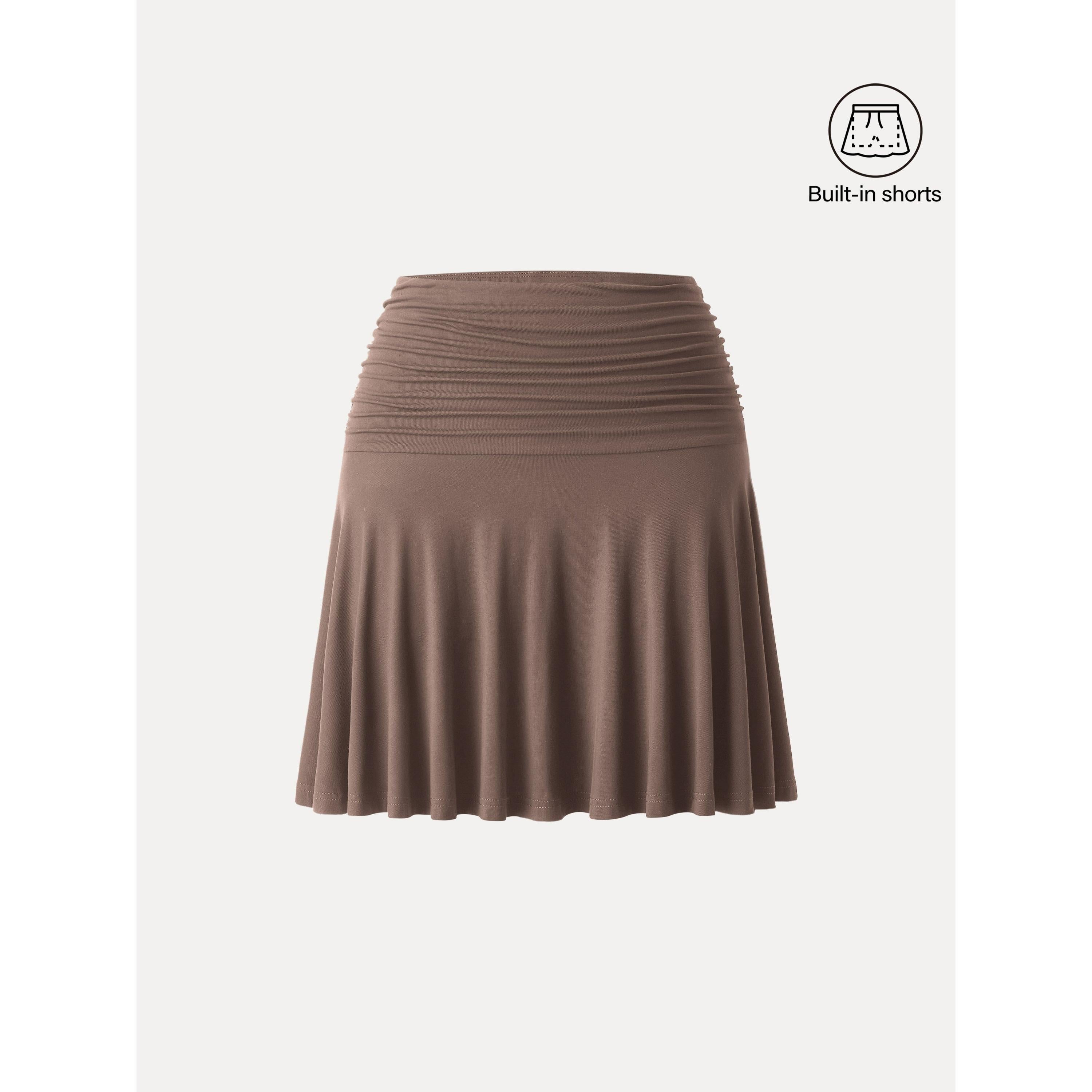 Essential Ruched Mini Circle Skirt with Lined Shorts