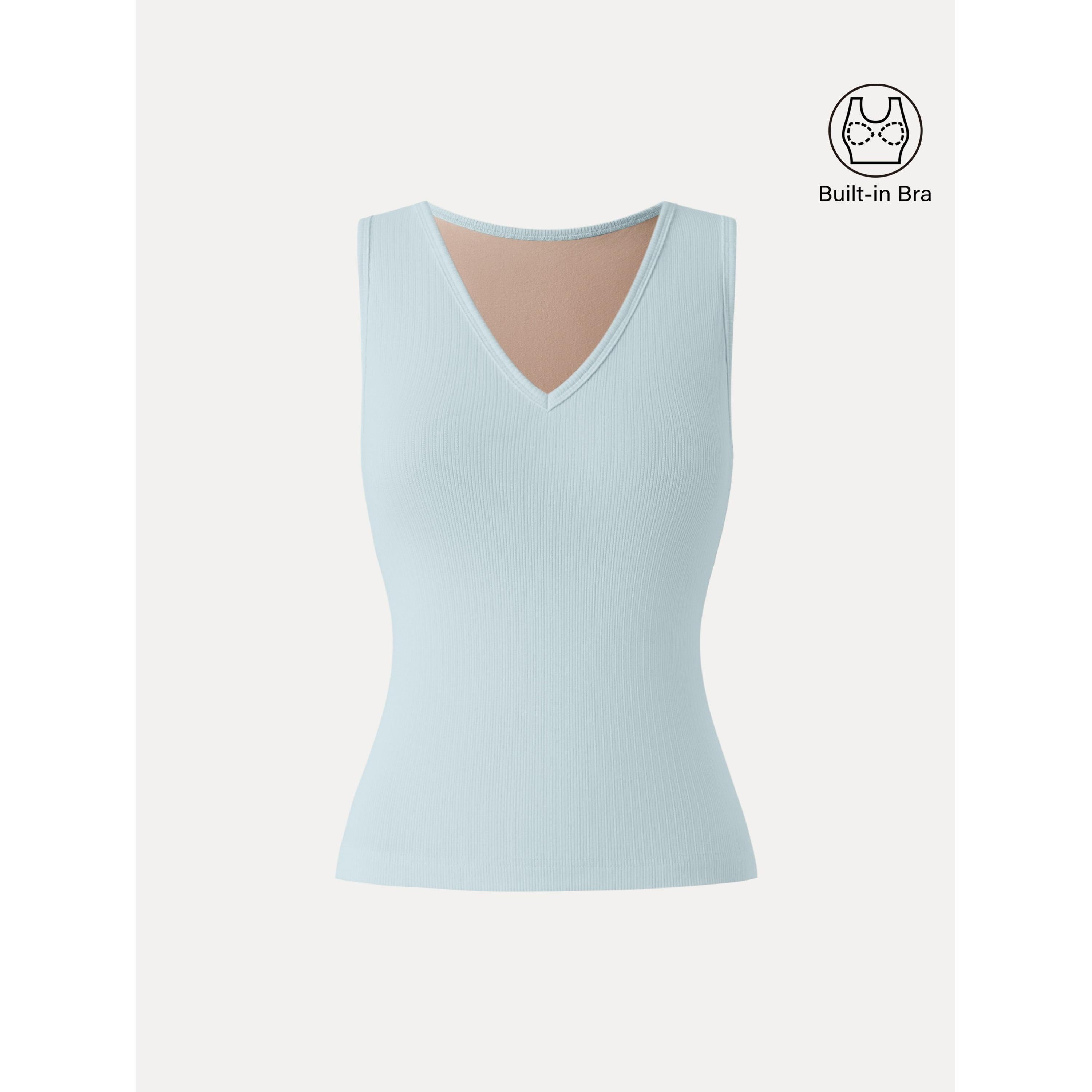 Stretch Cotton Pointelle V-neck Sleeveless Brami Tank