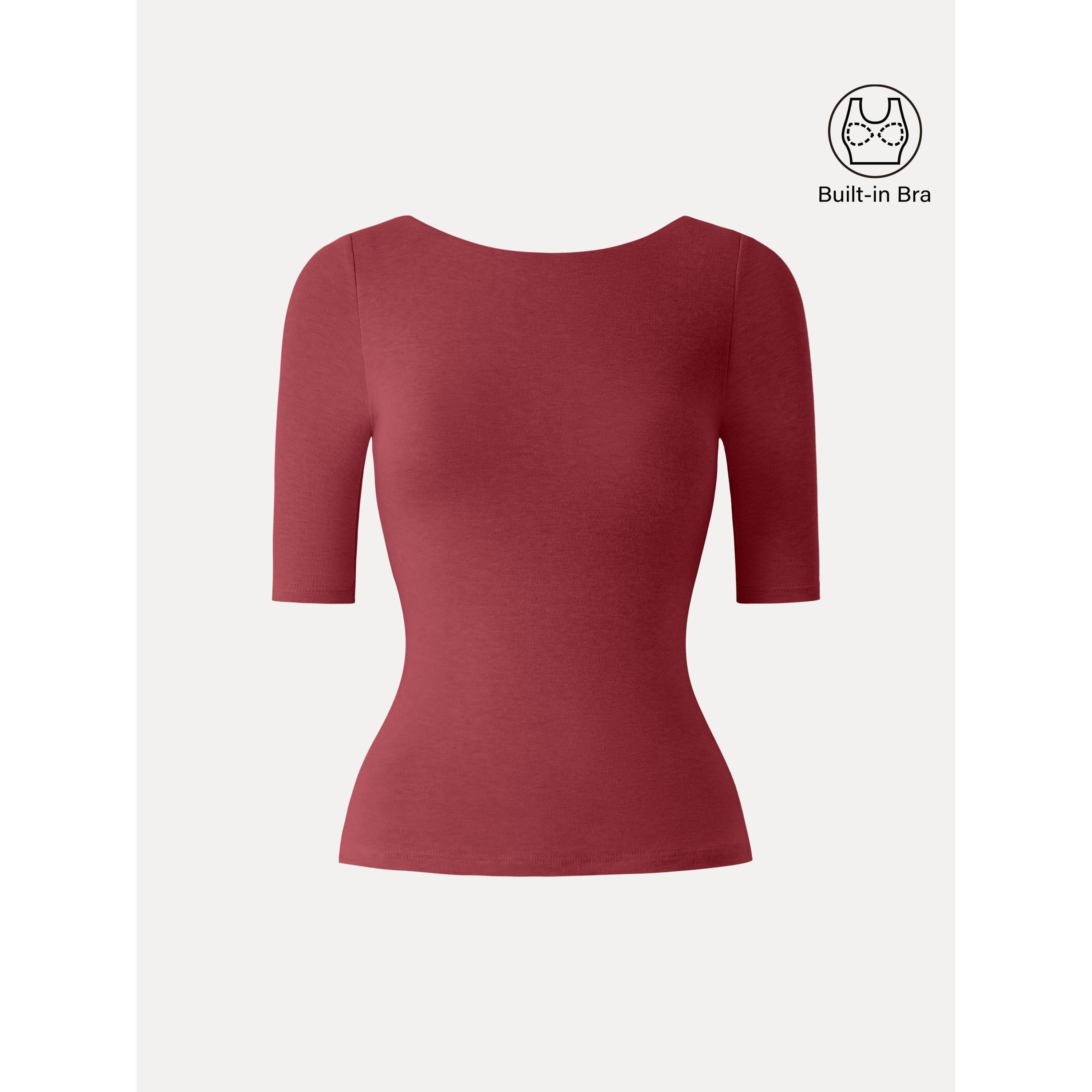 Essential Lyocell Cashmere Boatneck Elbow Length Sleeve Brami