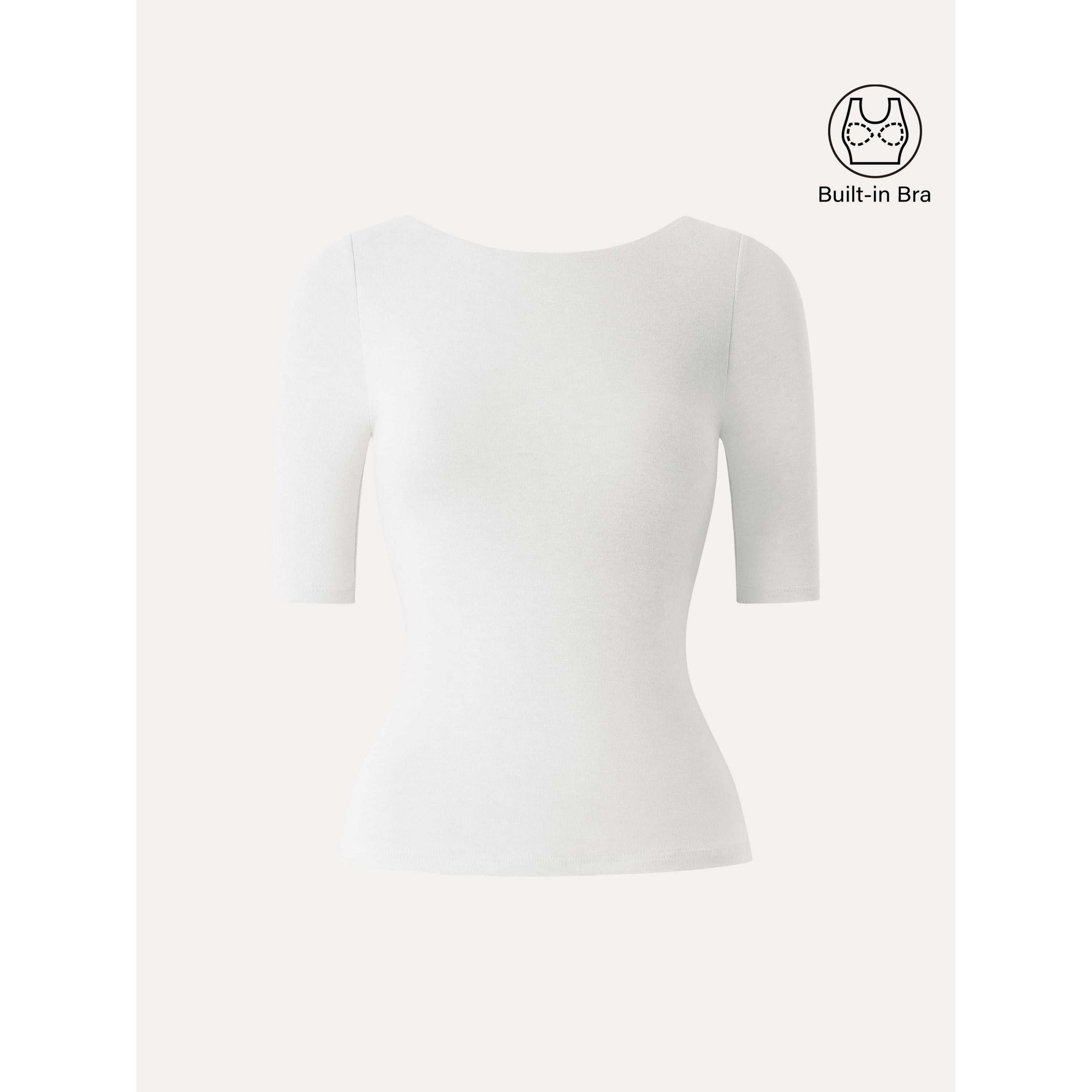 Essential Lyocell Cashmere Boatneck Elbow Length Sleeve Brami