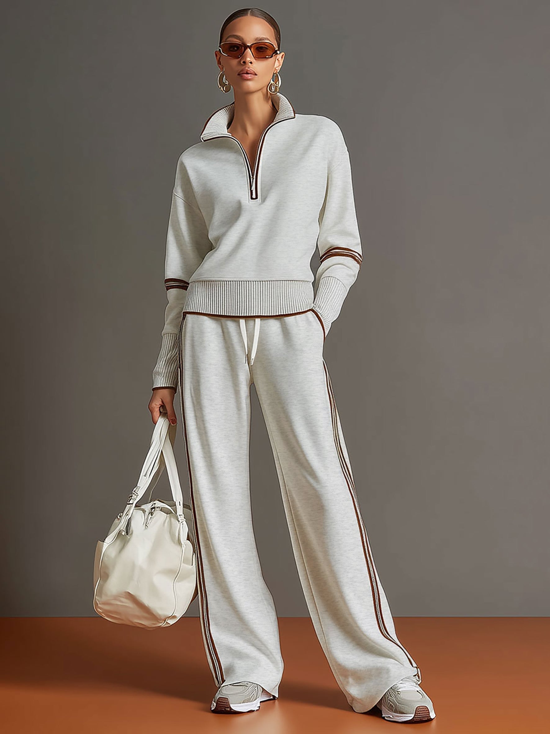 Katie – 2 Piece Track Suit with wide leg bottoms.