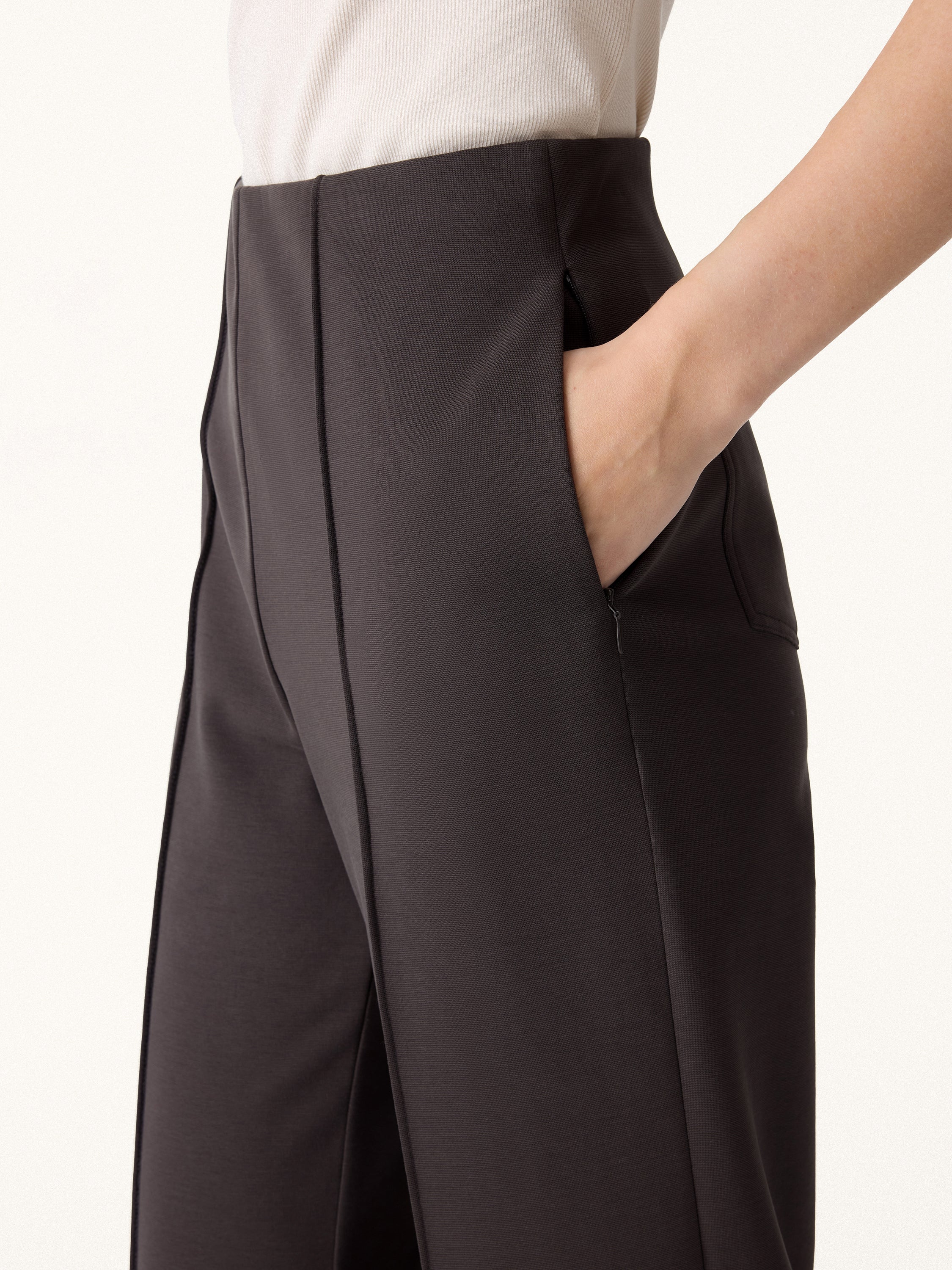 Stretch Cotton High Rise Wide Flared Pull-on Pants