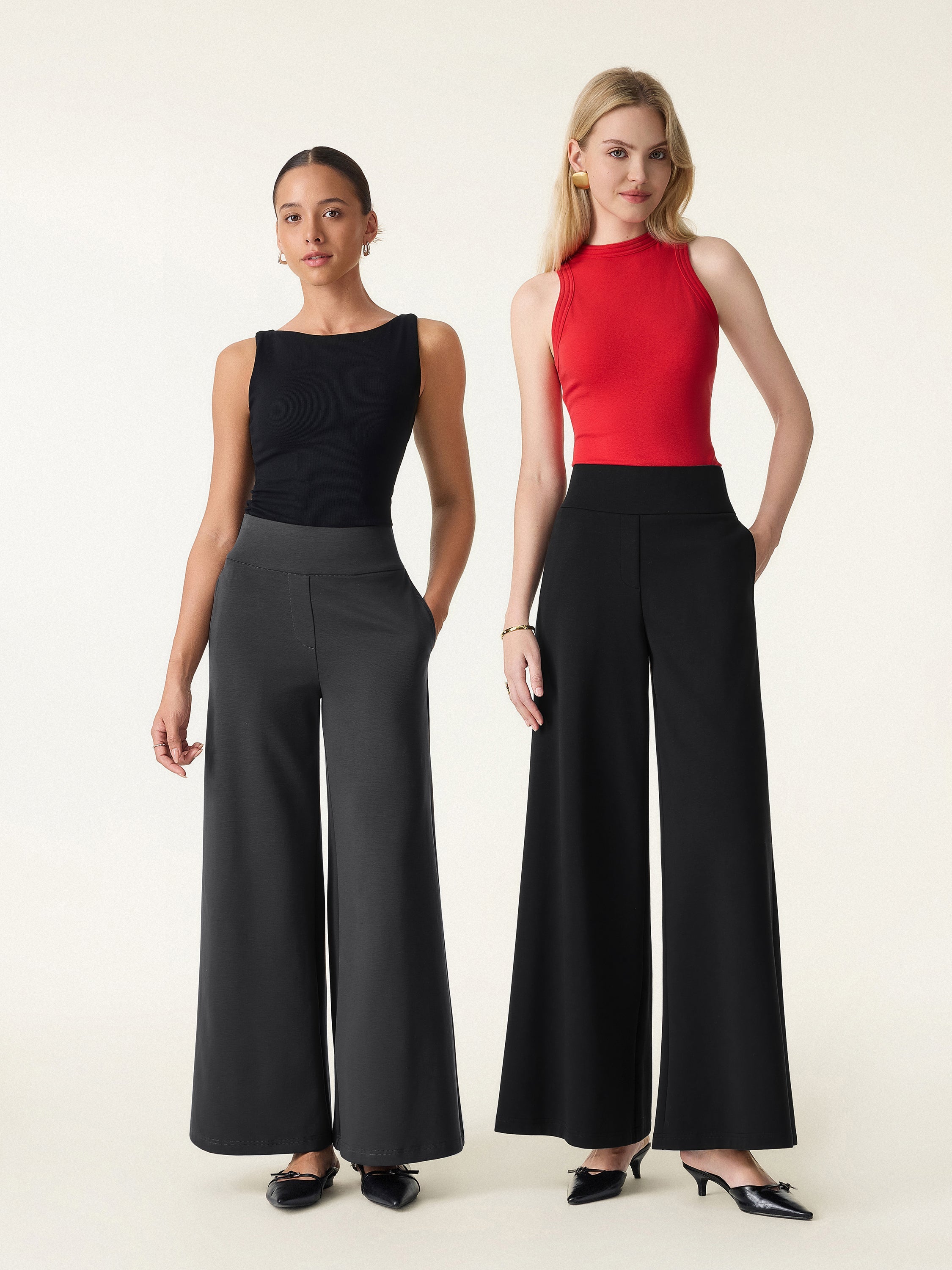 Cotton Blend High Rise Culottes with Pockets
