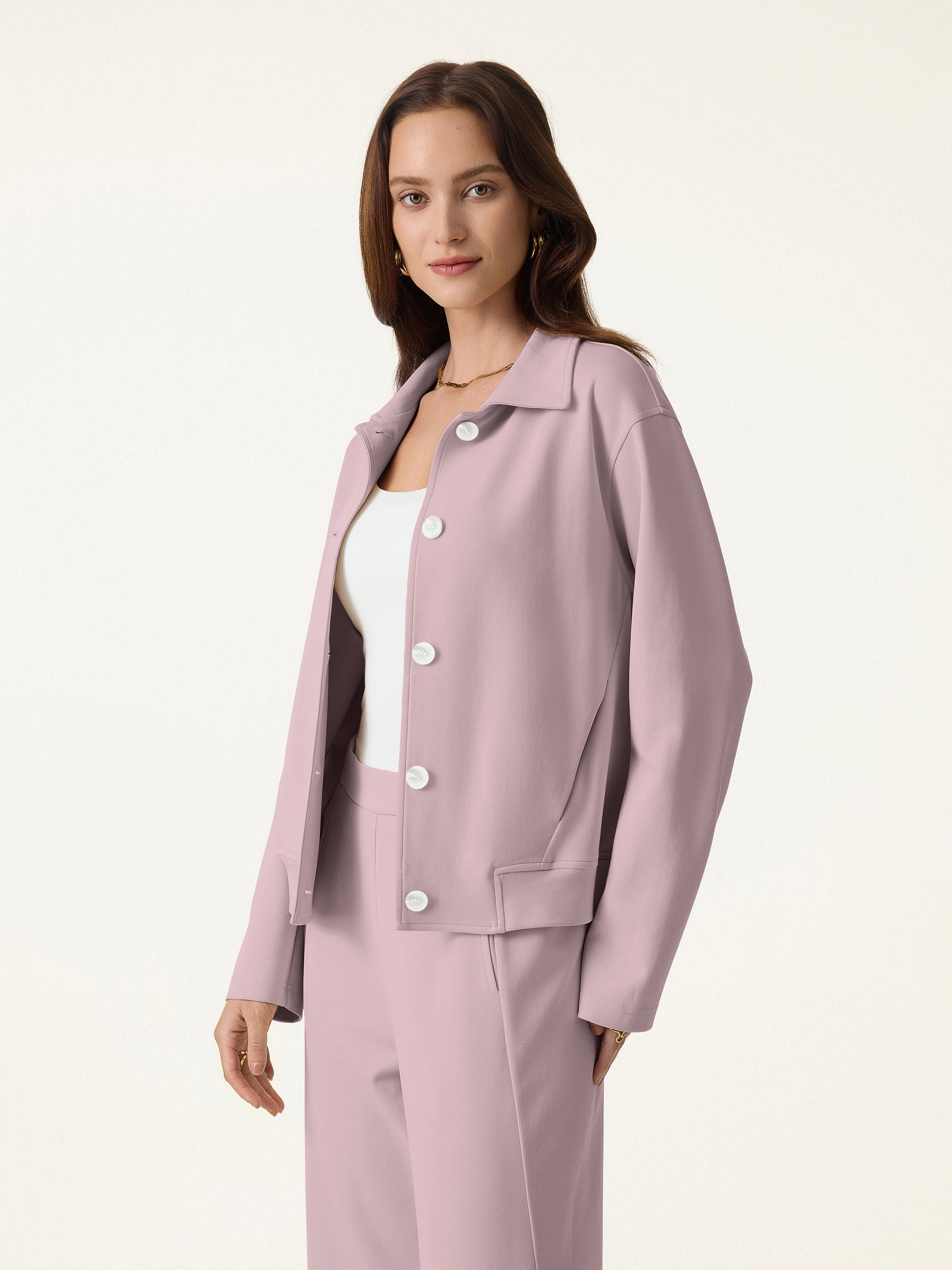 Modal Blend Comfy Collared Button-Front Jacket