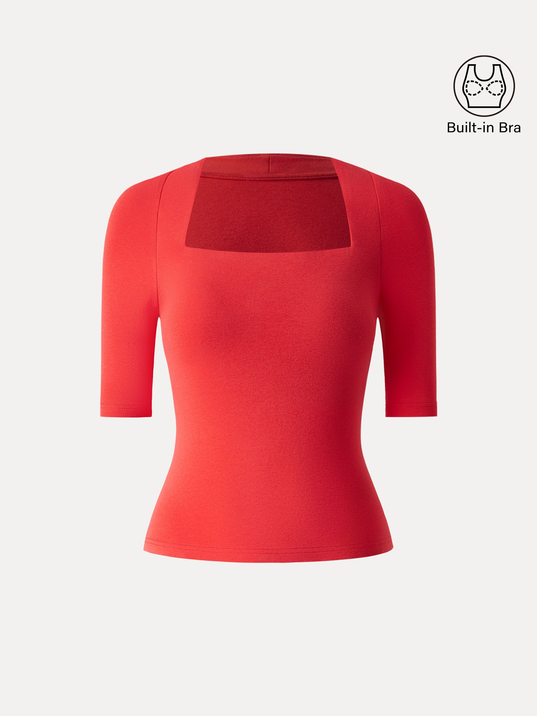 Cotton Lyocell Trapeze Neck Elbow Sleeve Brami