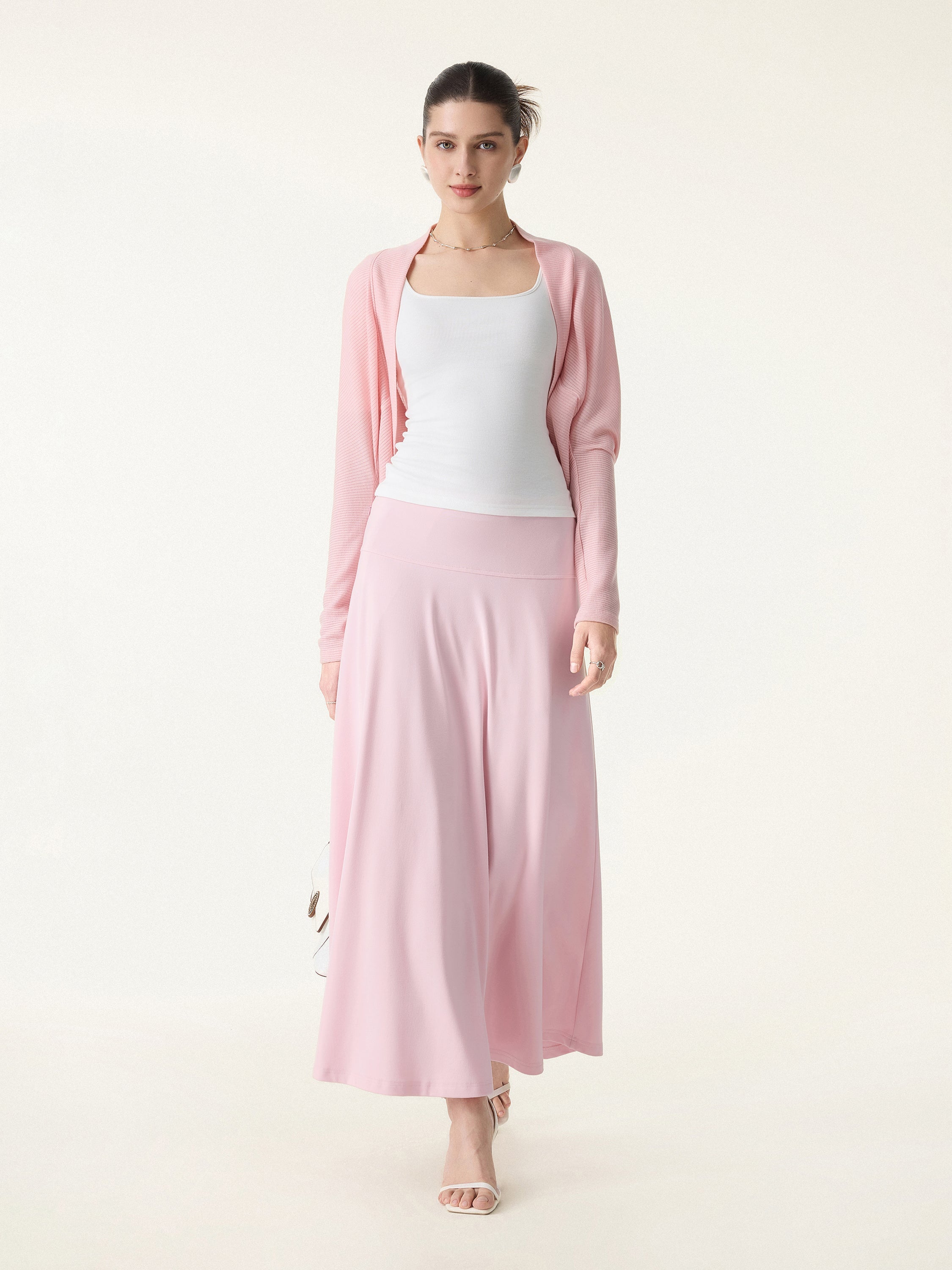 Mid Rise Flare Circle Midi Skirt with Pockets
