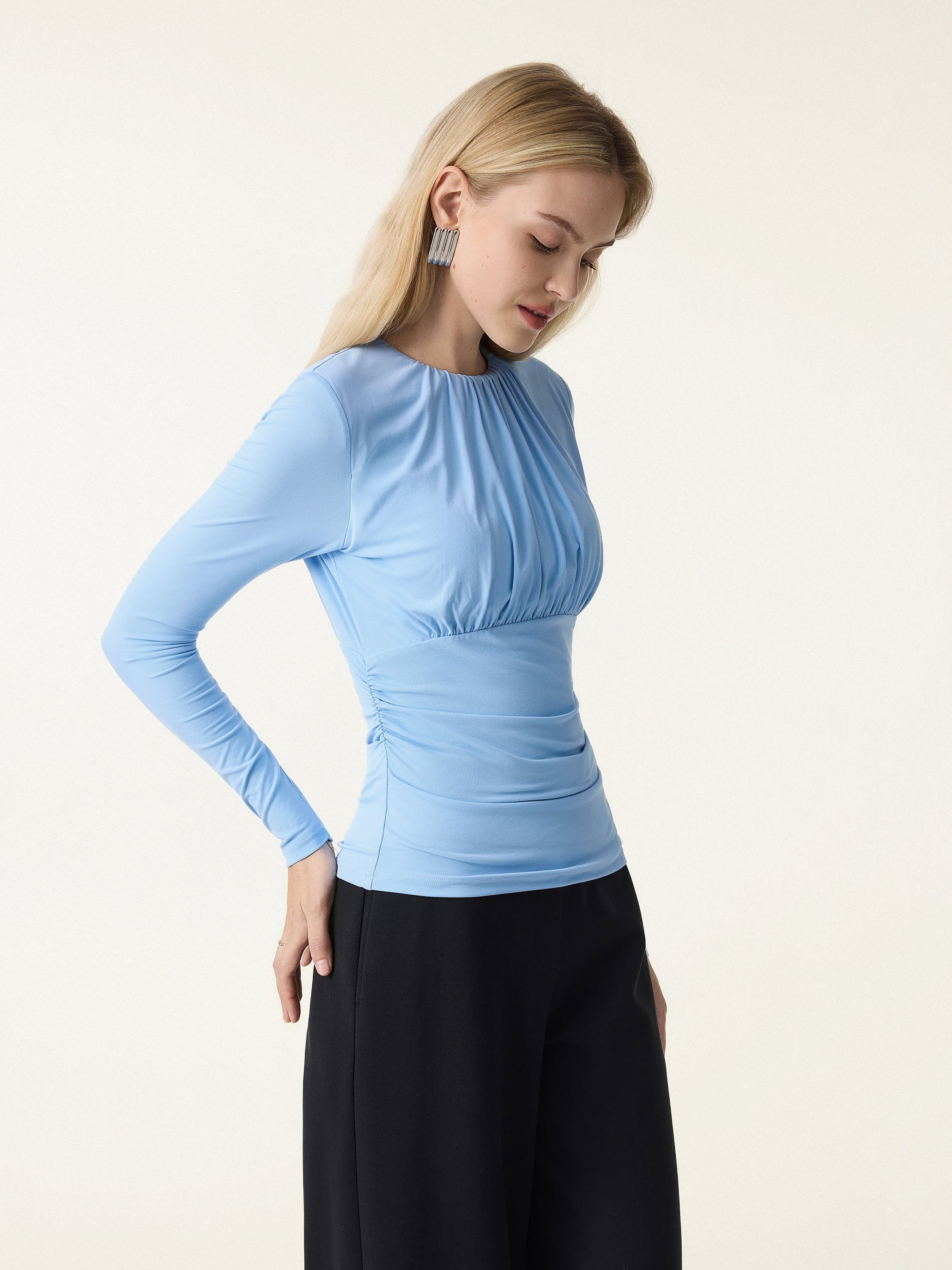 SkinKiss Round Neck All-over Ruching Brami