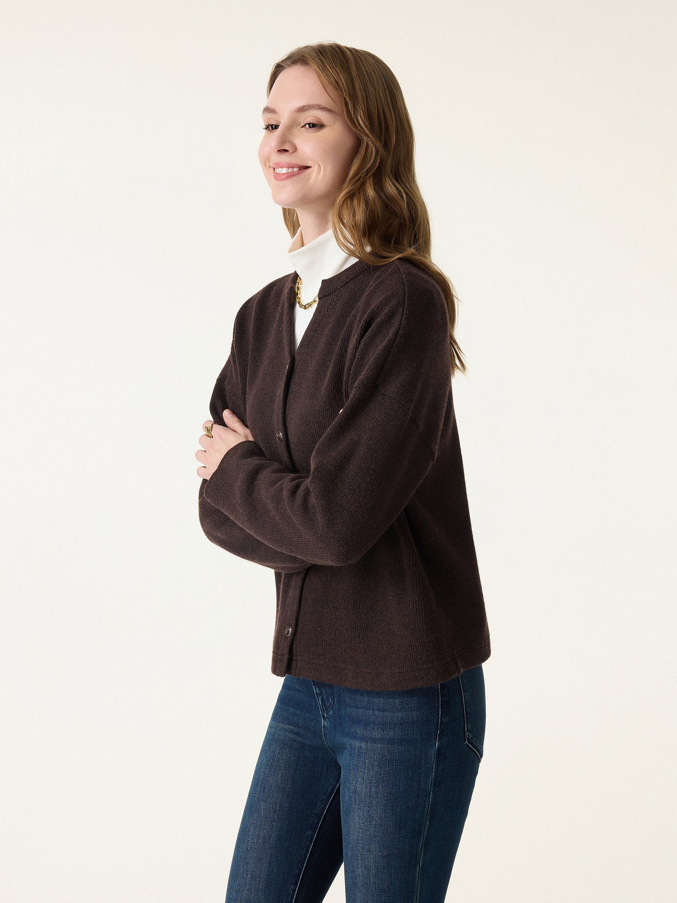 Cozy Knit Cropped Button Front Cardigan
