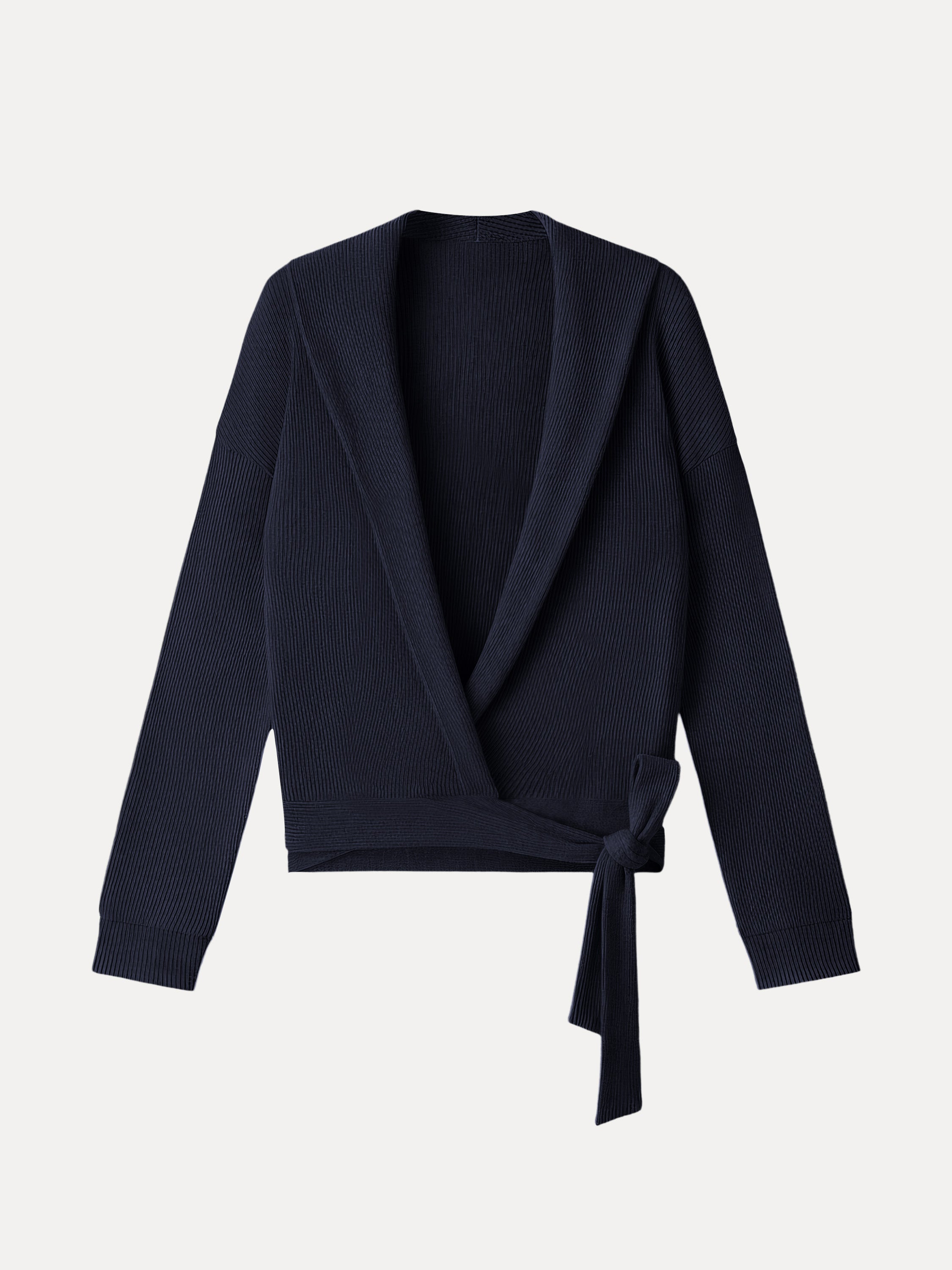 Ribbed Shawl Collar Self-Tie Cardigan