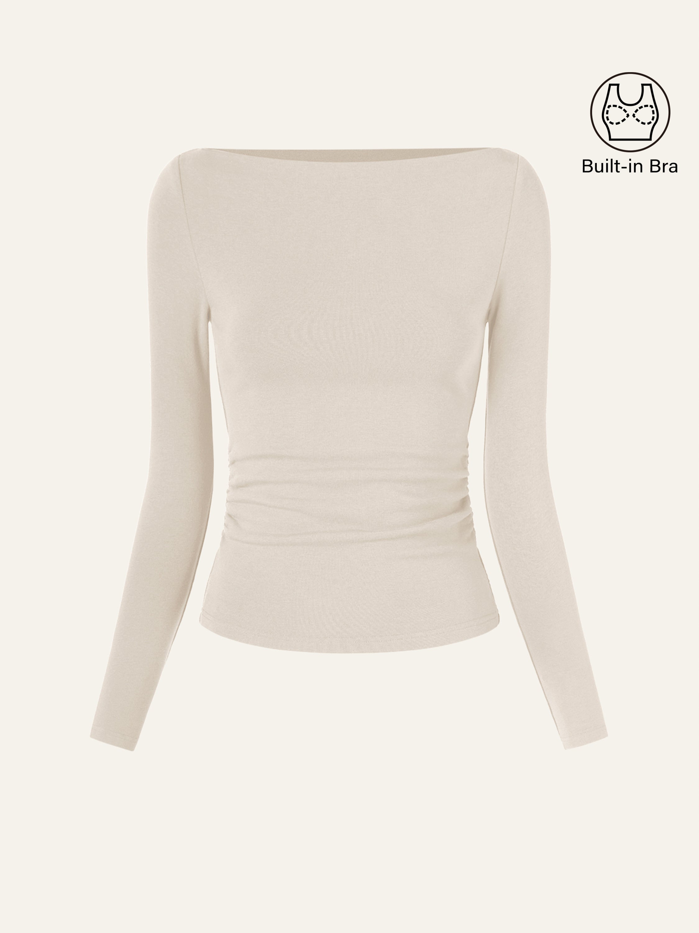 Modern Side Ruched Boatneck Brami Top