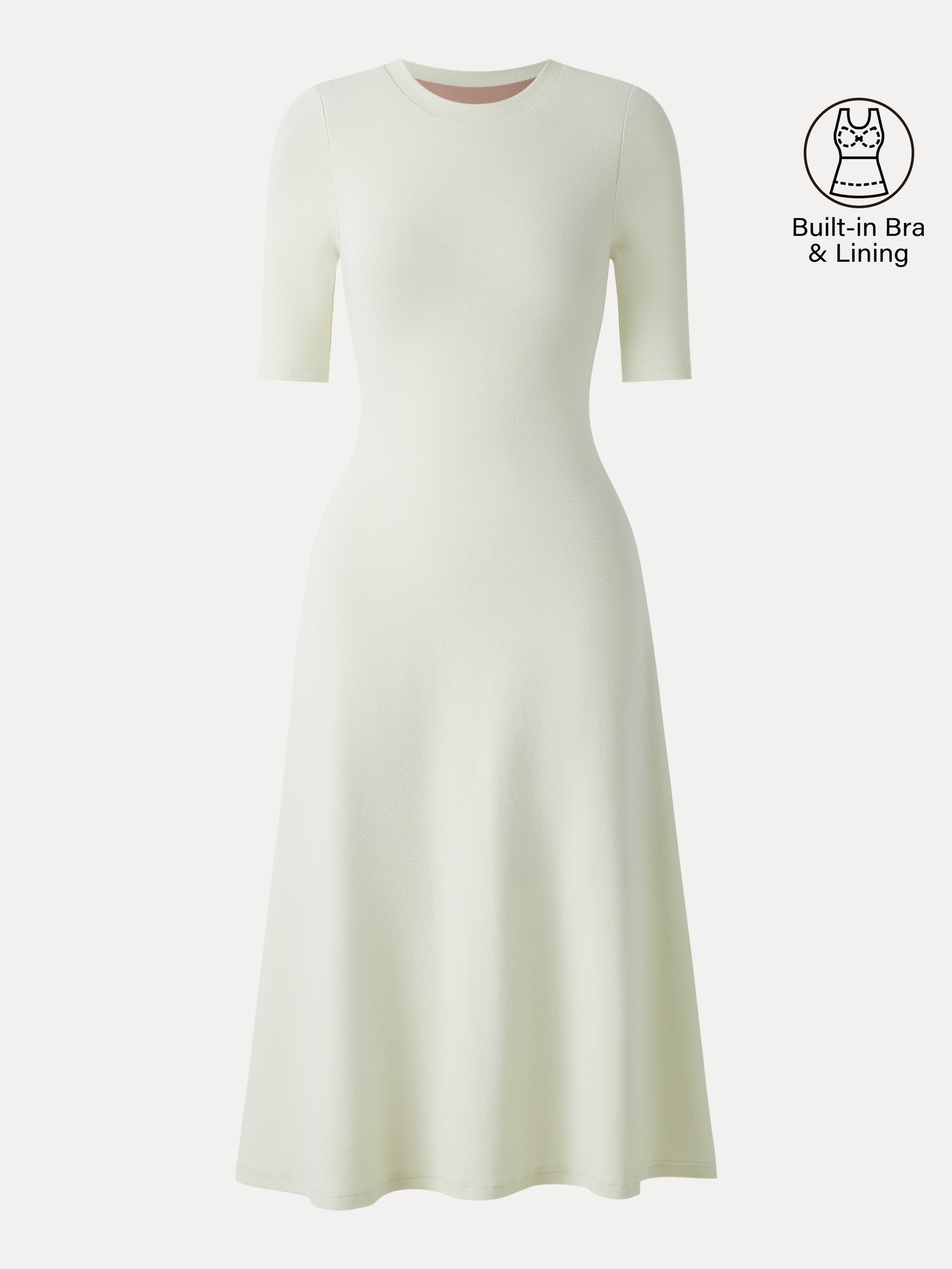 Cotton Lyocell Crewneck Midi Brami Dress with Pockets