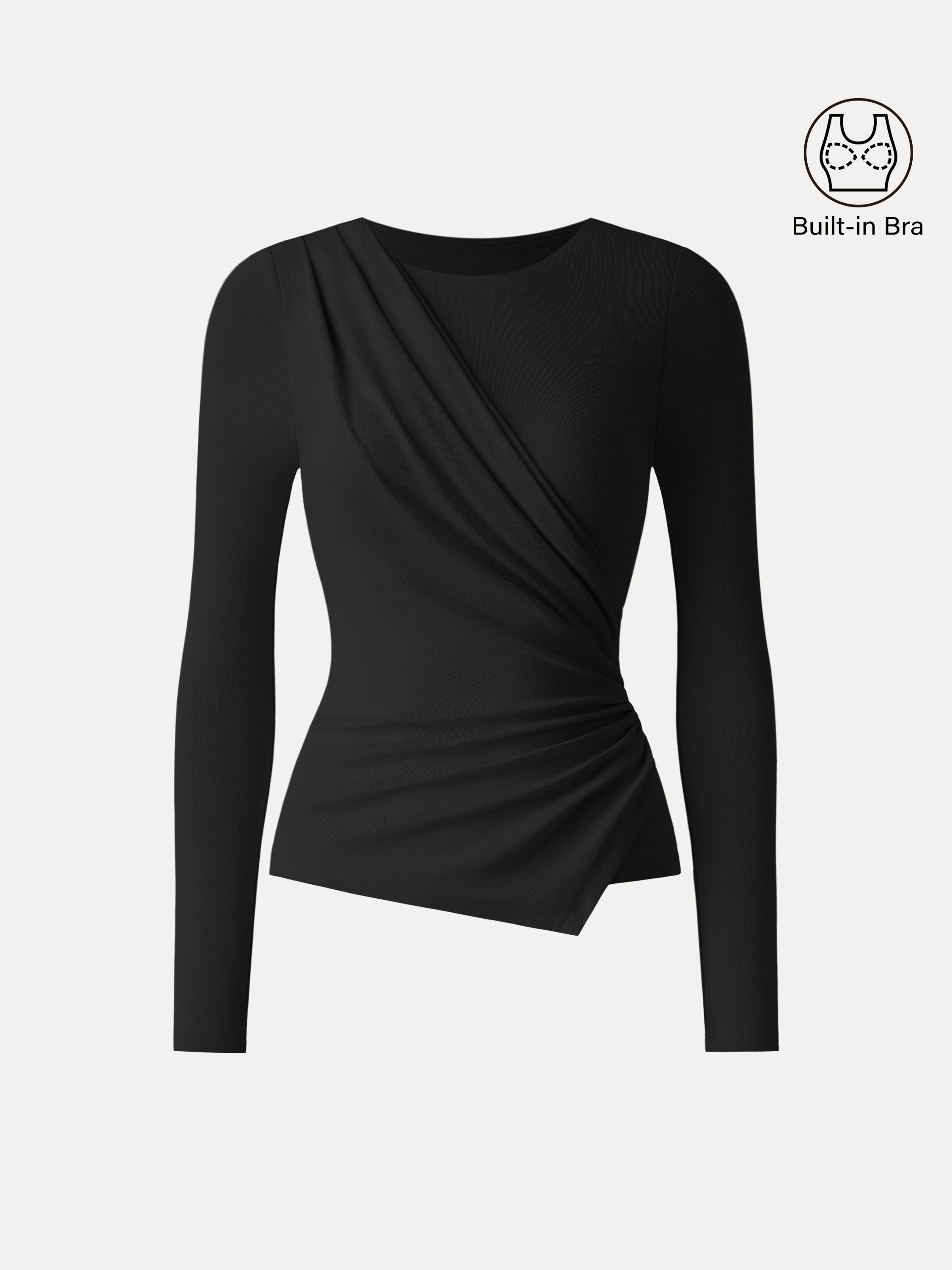 Asymmetrical Angled Hem Long Sleeve Brami