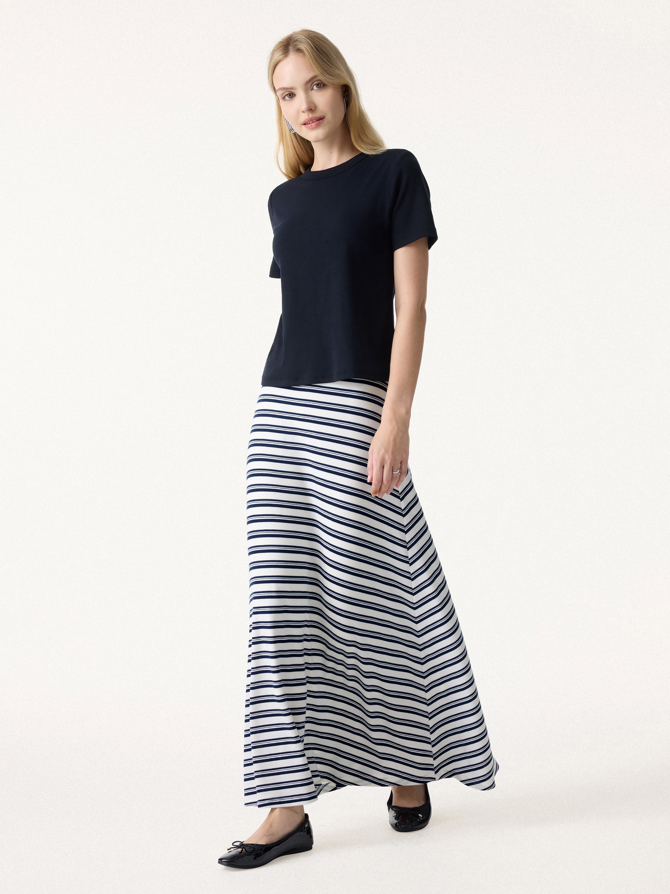 Lyocell Wool Anti-Wrinkle A-Line Circle Maxi Skirt