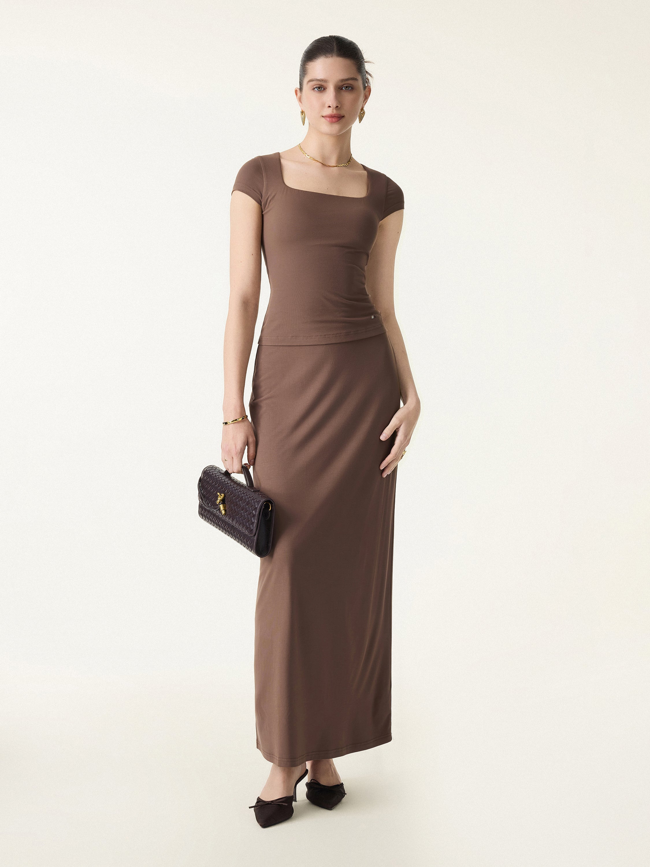 SkinKiss Square Neck Cap Sleeve Cropped Brami