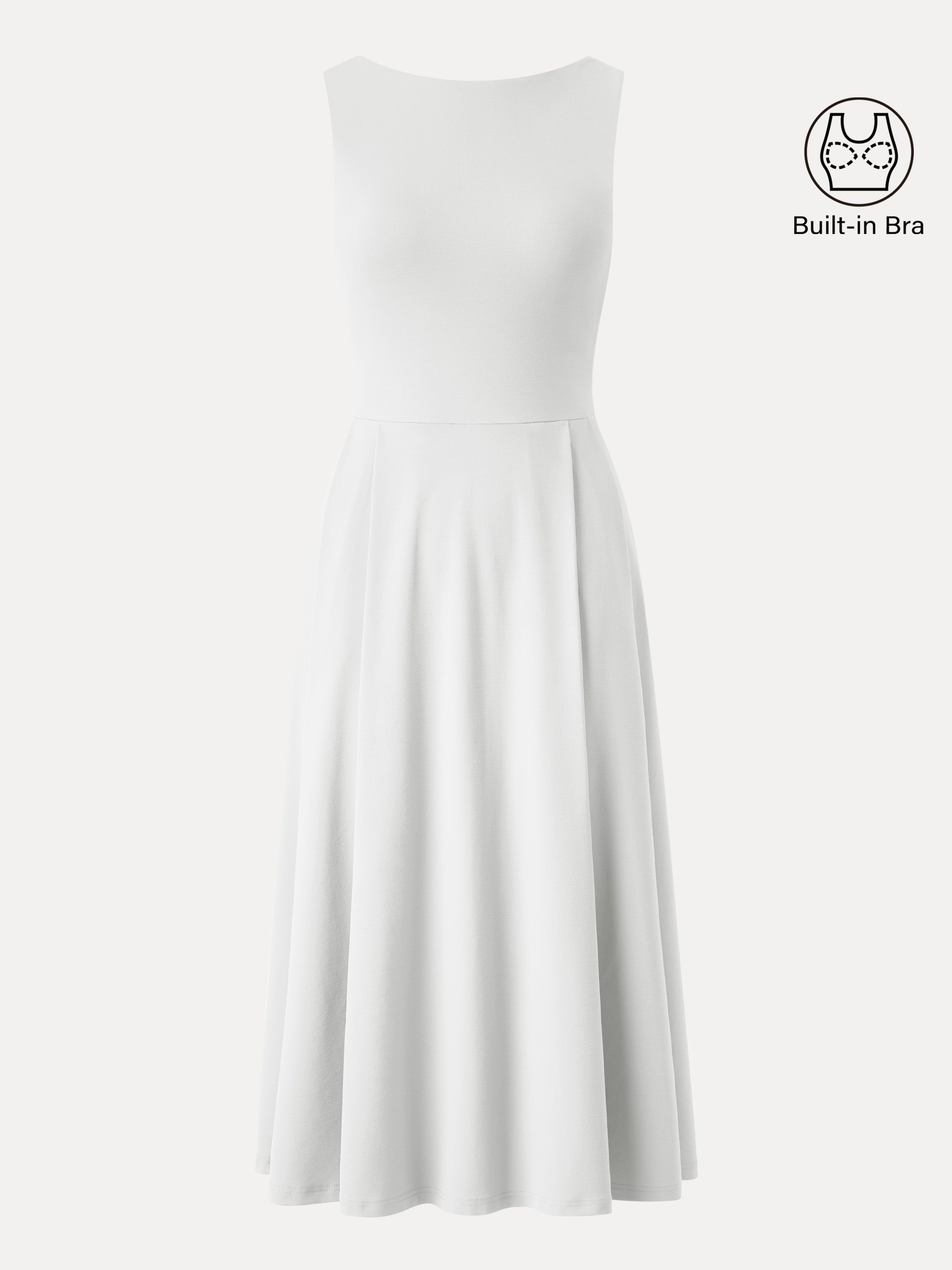 Boatneck Bamboo Ponte Brami Midi Dress with Pockets