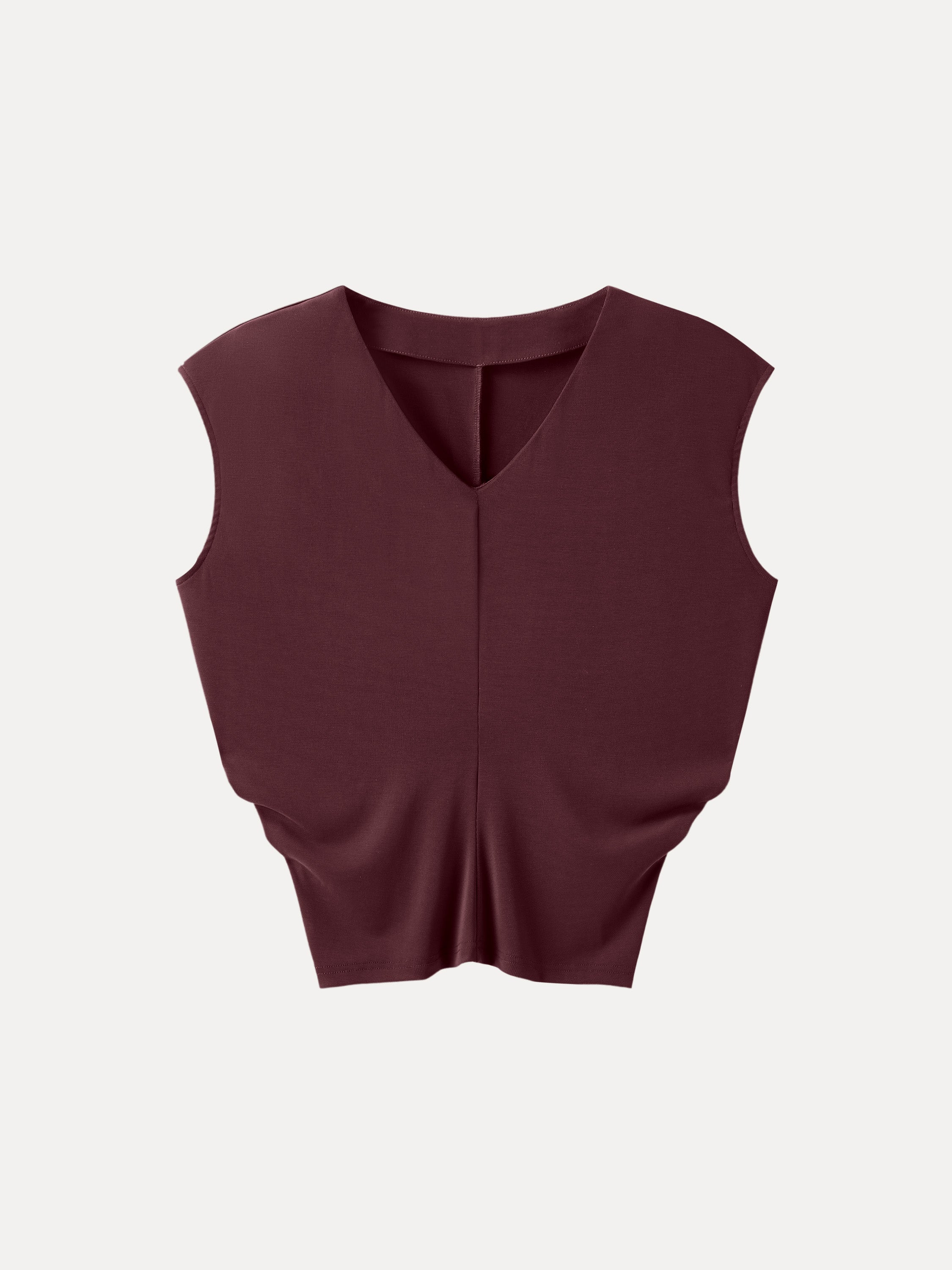 Sandwashed V-neck Cap Sleeve Top