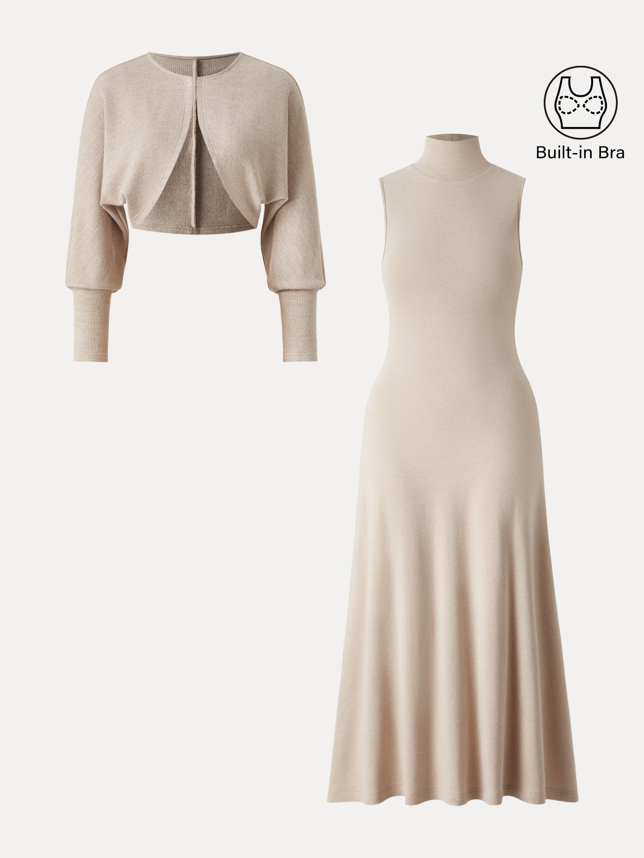 ProWarm Turtleneck Sleeveless Brami Dress with Cardigan
