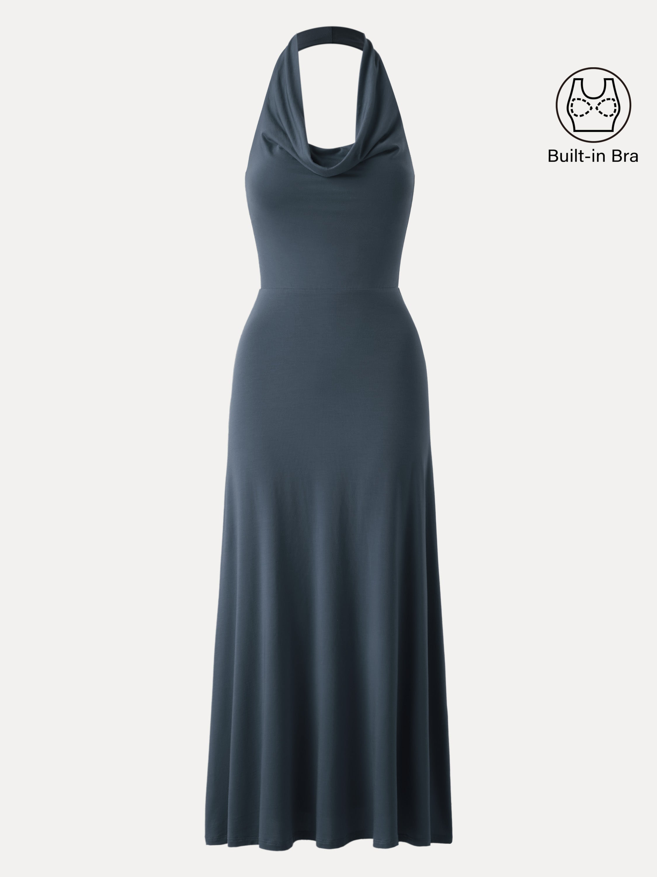 Stunning Cowl Neck Flared Maxi Brami Dress