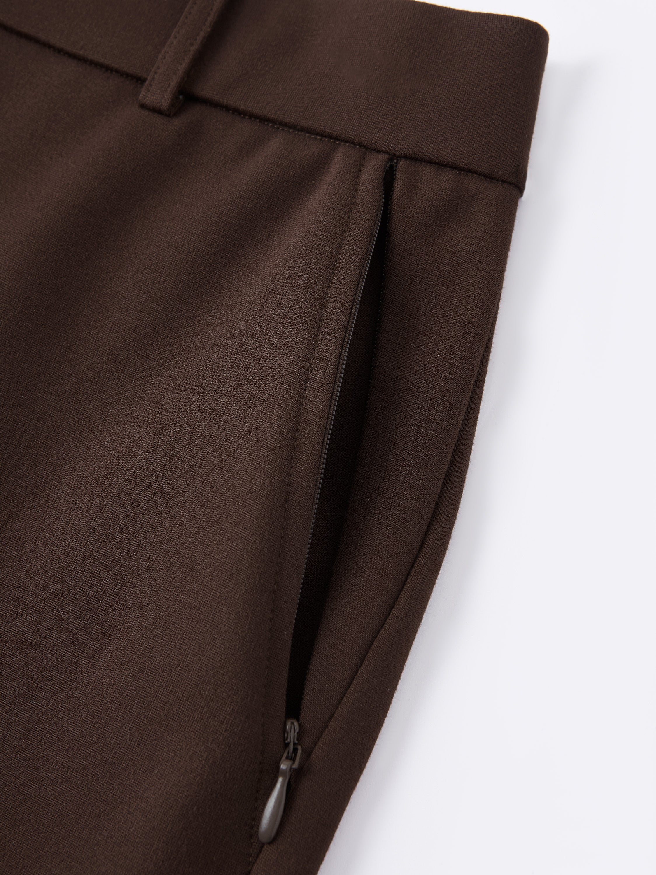 High Rise Wide Leg Trousers with Zippered Pockets