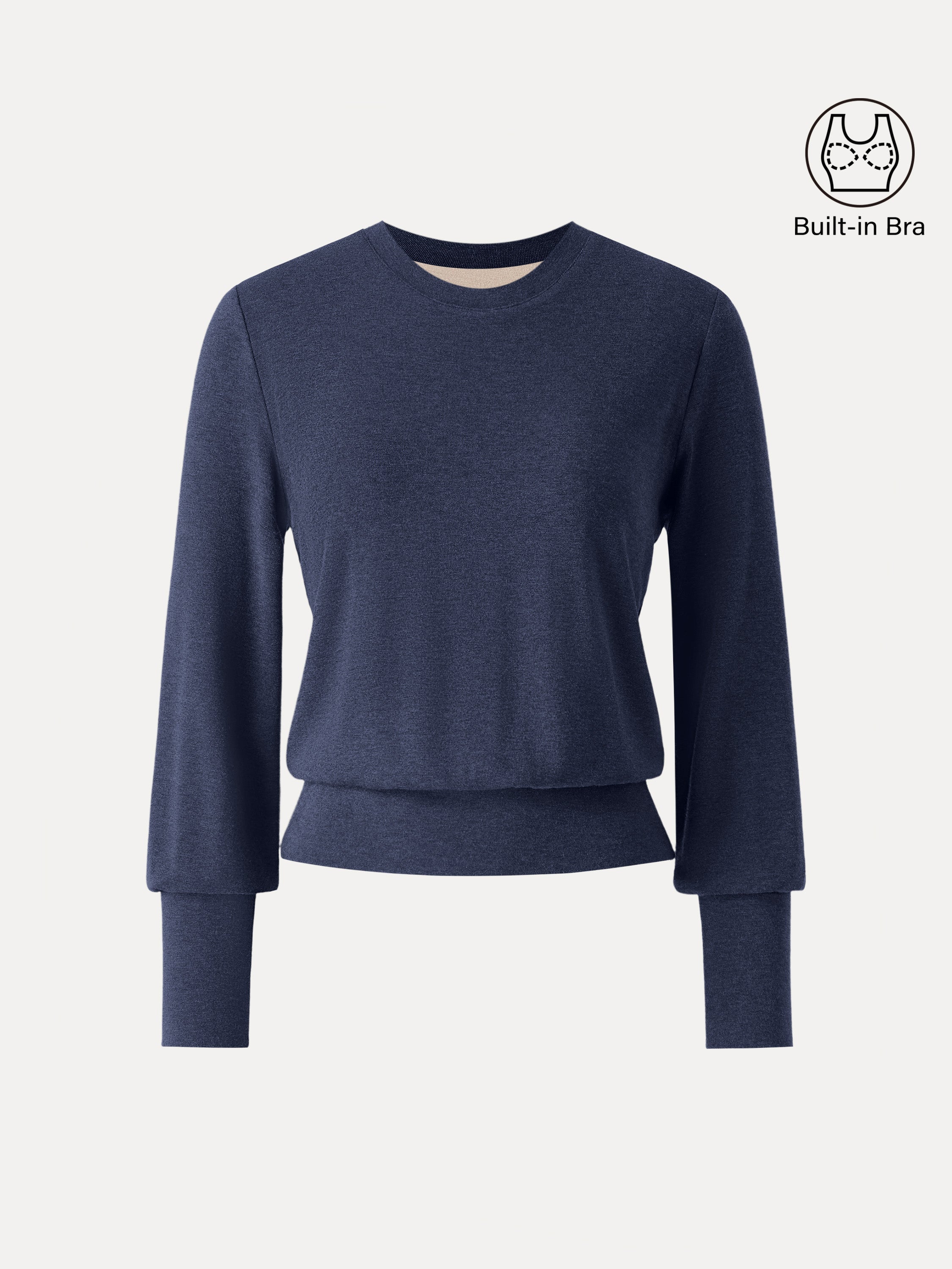 Elevated Crewneck Brushed Brami with Banded Hem