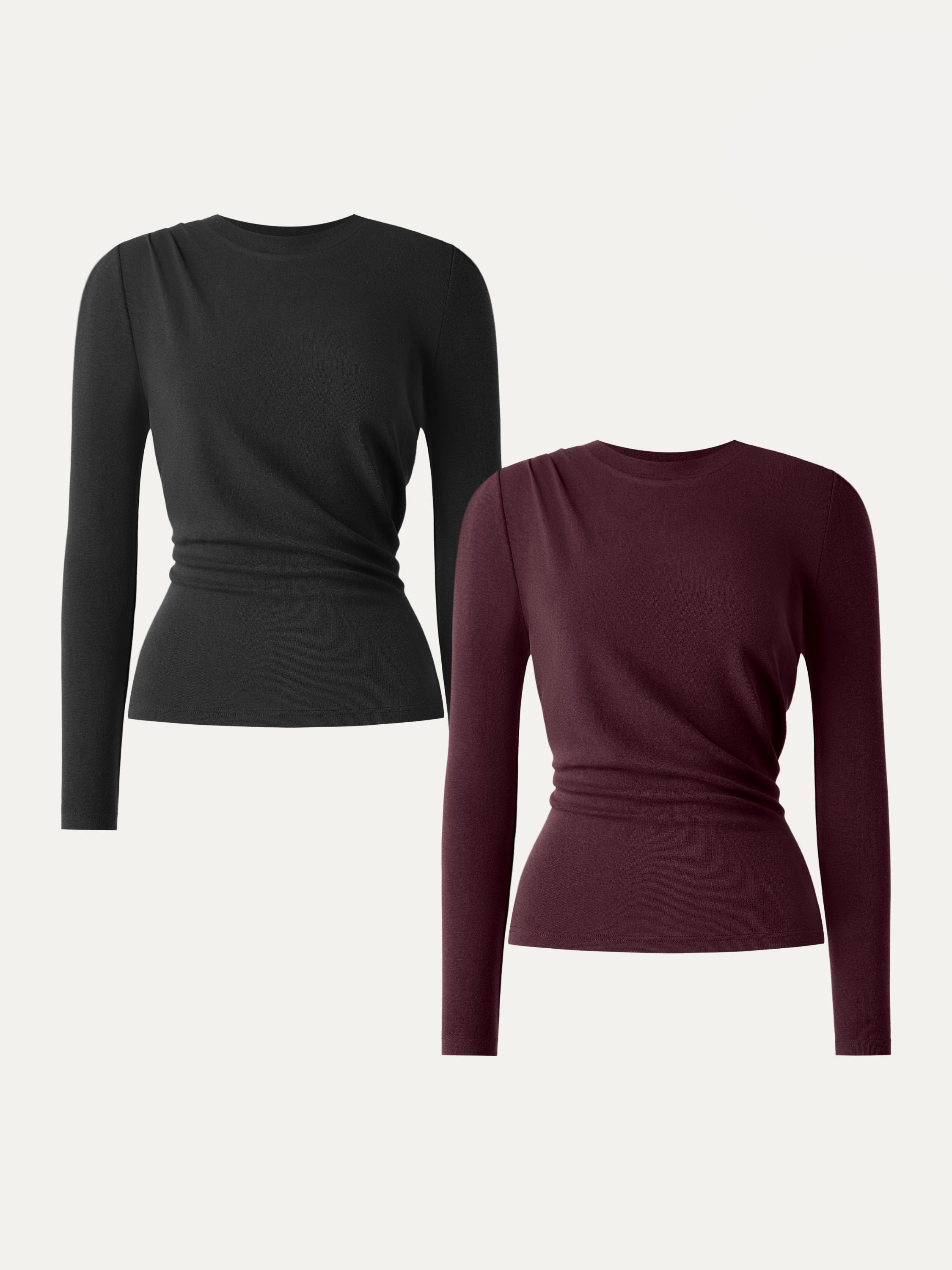 Light Warm Crewneck Tucked Top