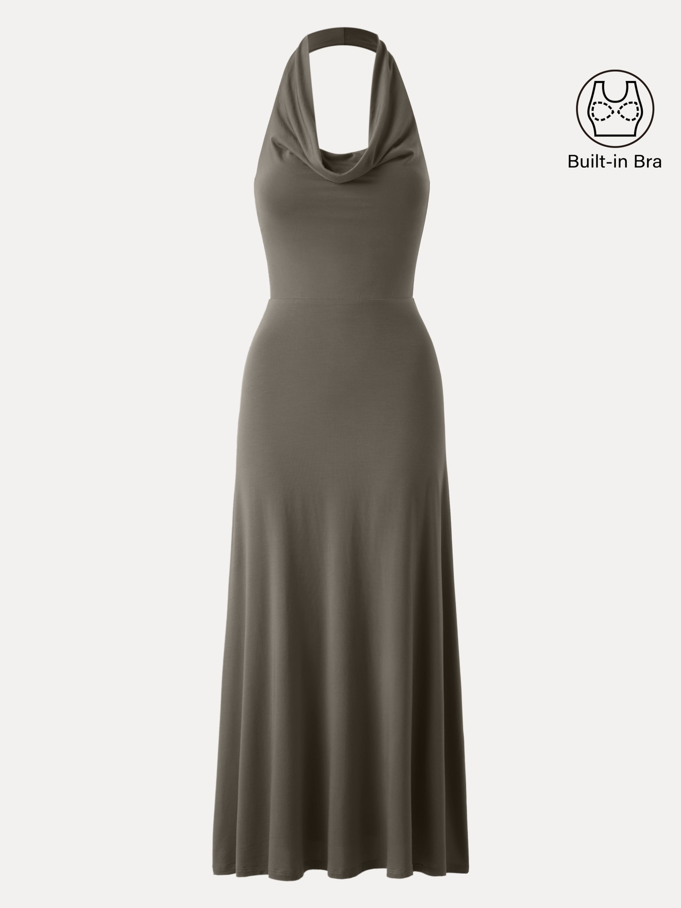 Stunning Cowl Neck Flared Maxi Brami Dress