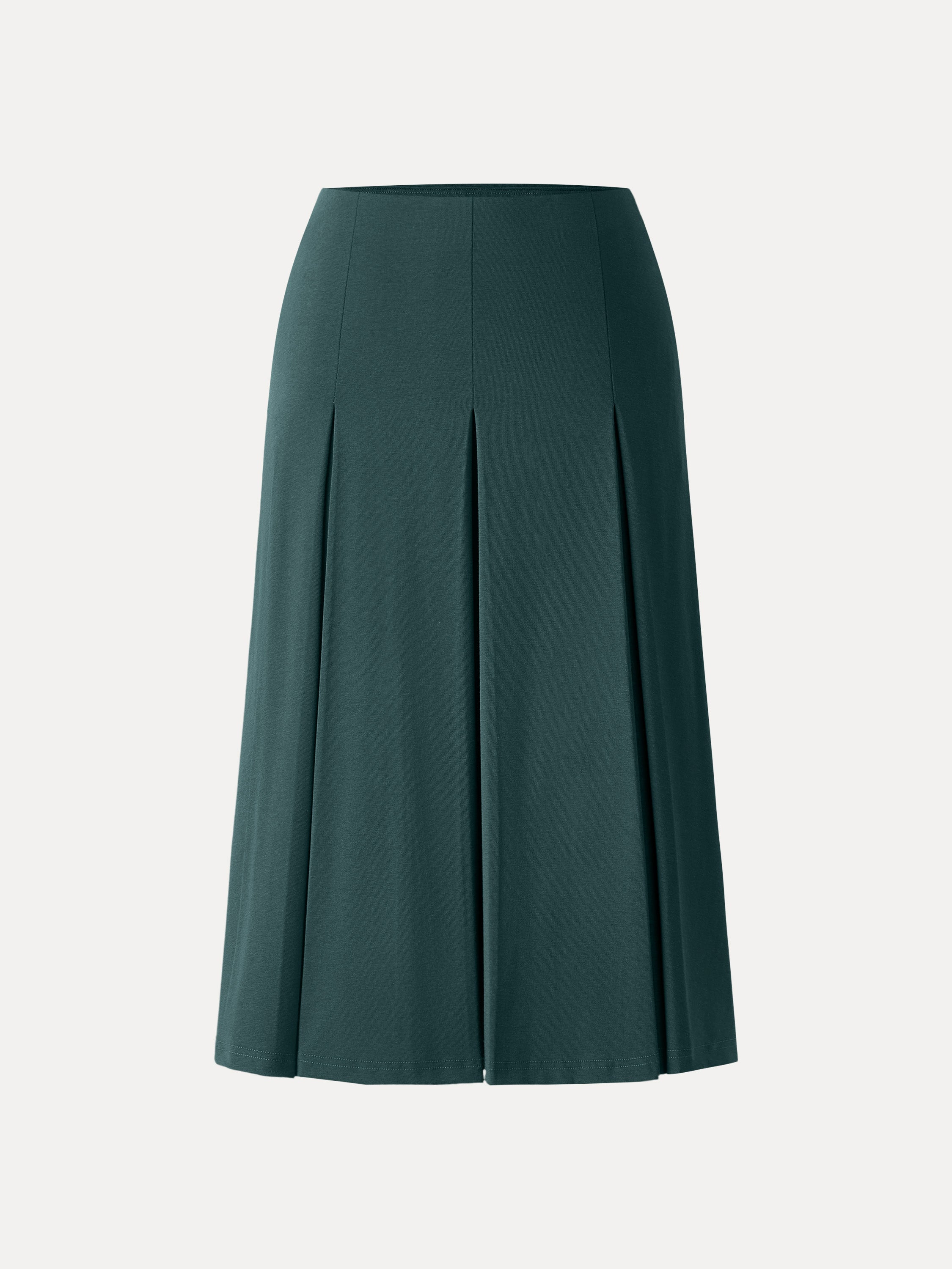 Stretchy Mid Rise A-line Pleated Skirt with Pockets