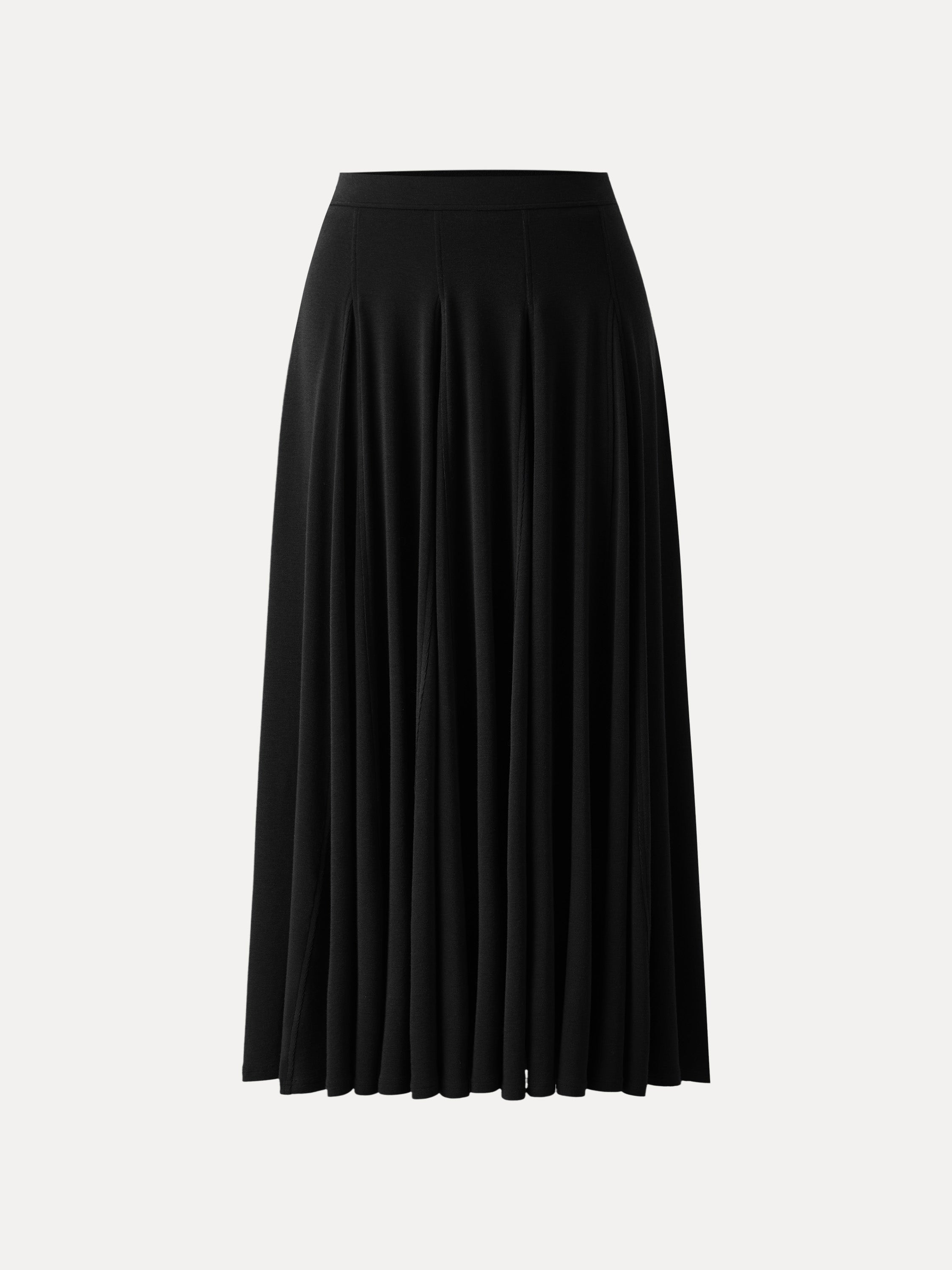 Lyocell Wool Godet Hem Pull-on Maxi Skirt