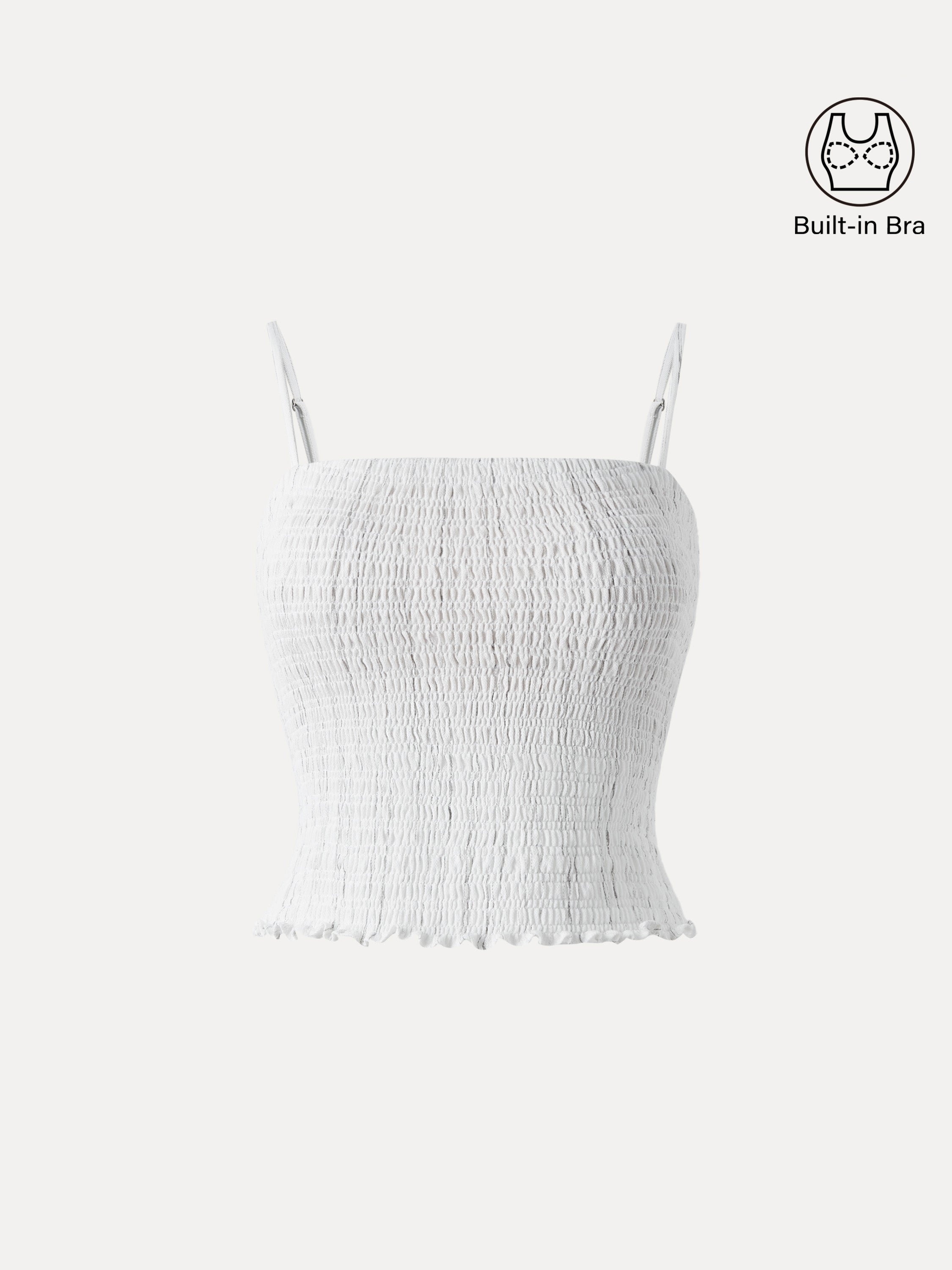 Striped Smocked Adjustable Spaghetti Brami