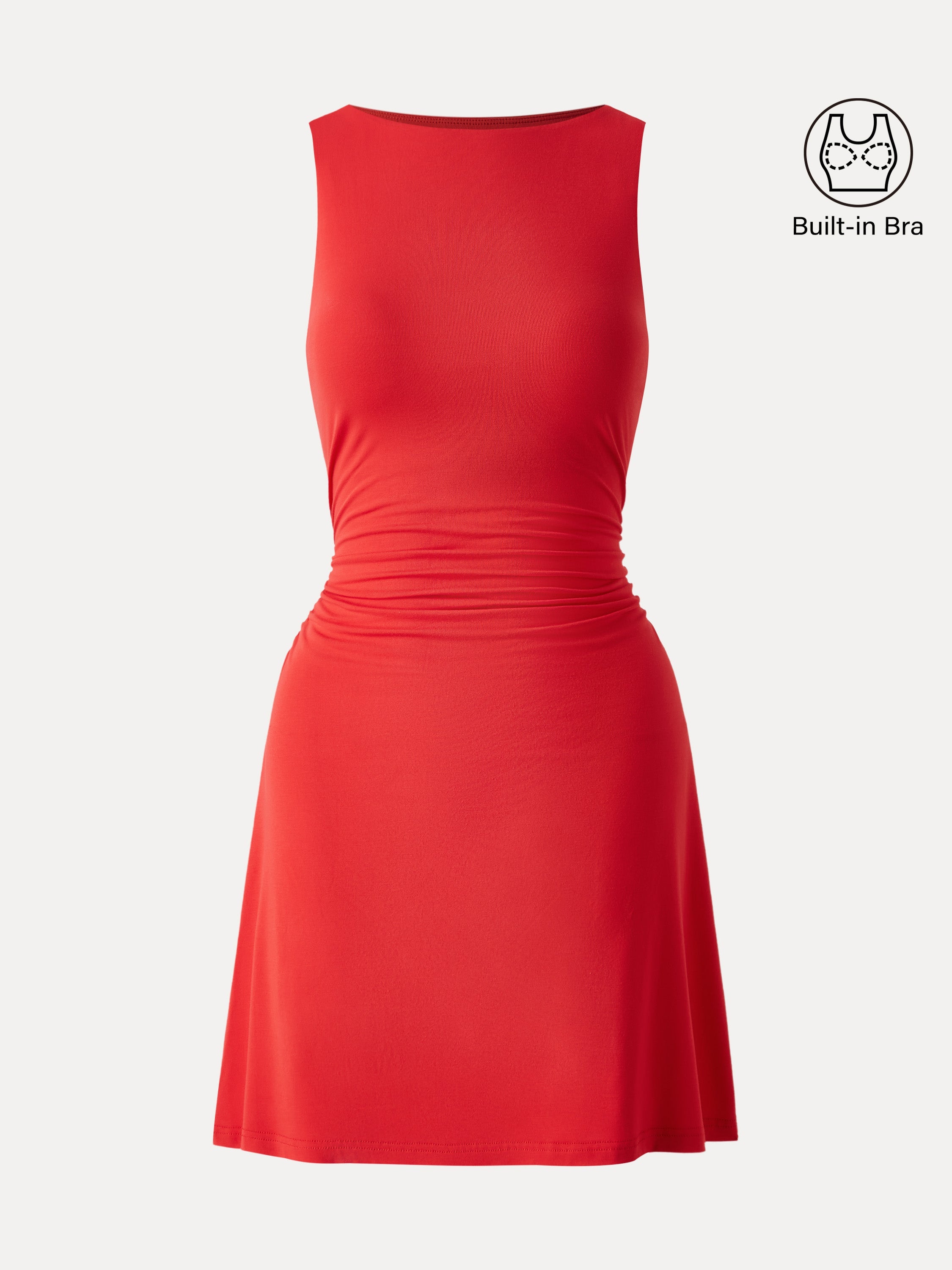 SkinKiss Boatneck Ruched A-line Mini Brami Dress