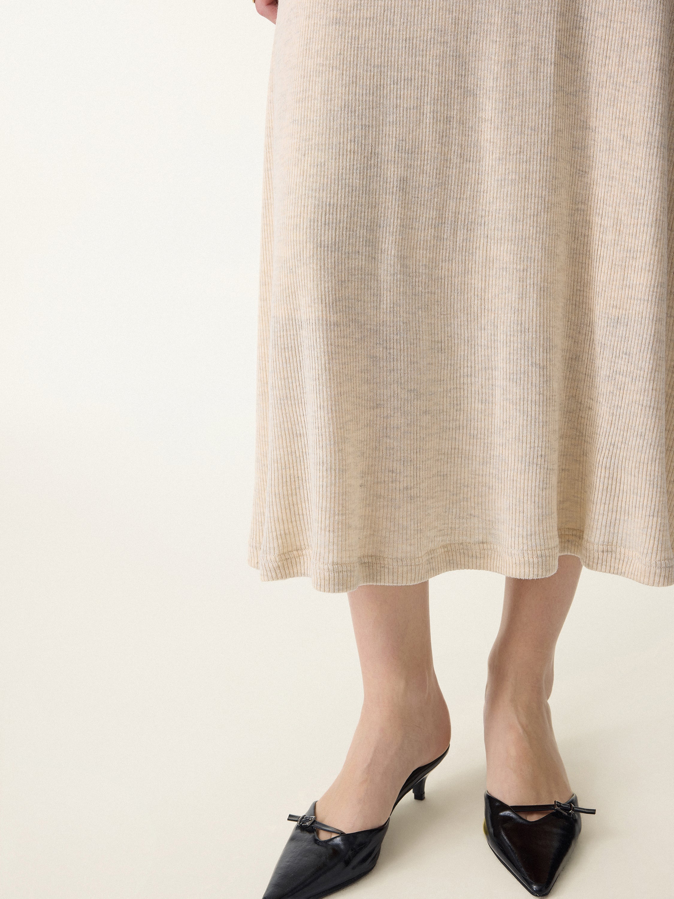 Soft Drape V-Neck Flared Midi Brami Dress