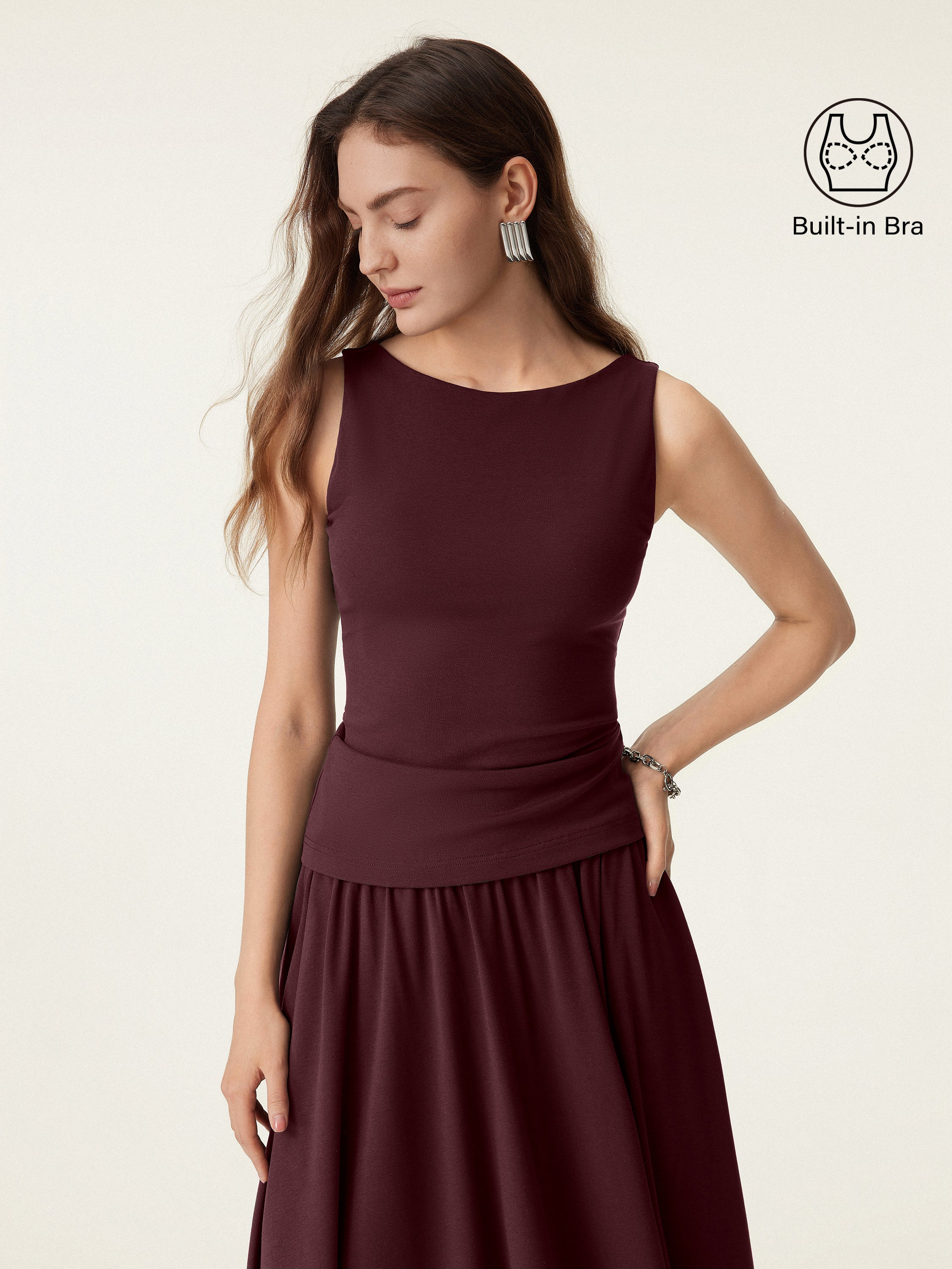 Stretch Cotton Boatneck Brami Tank